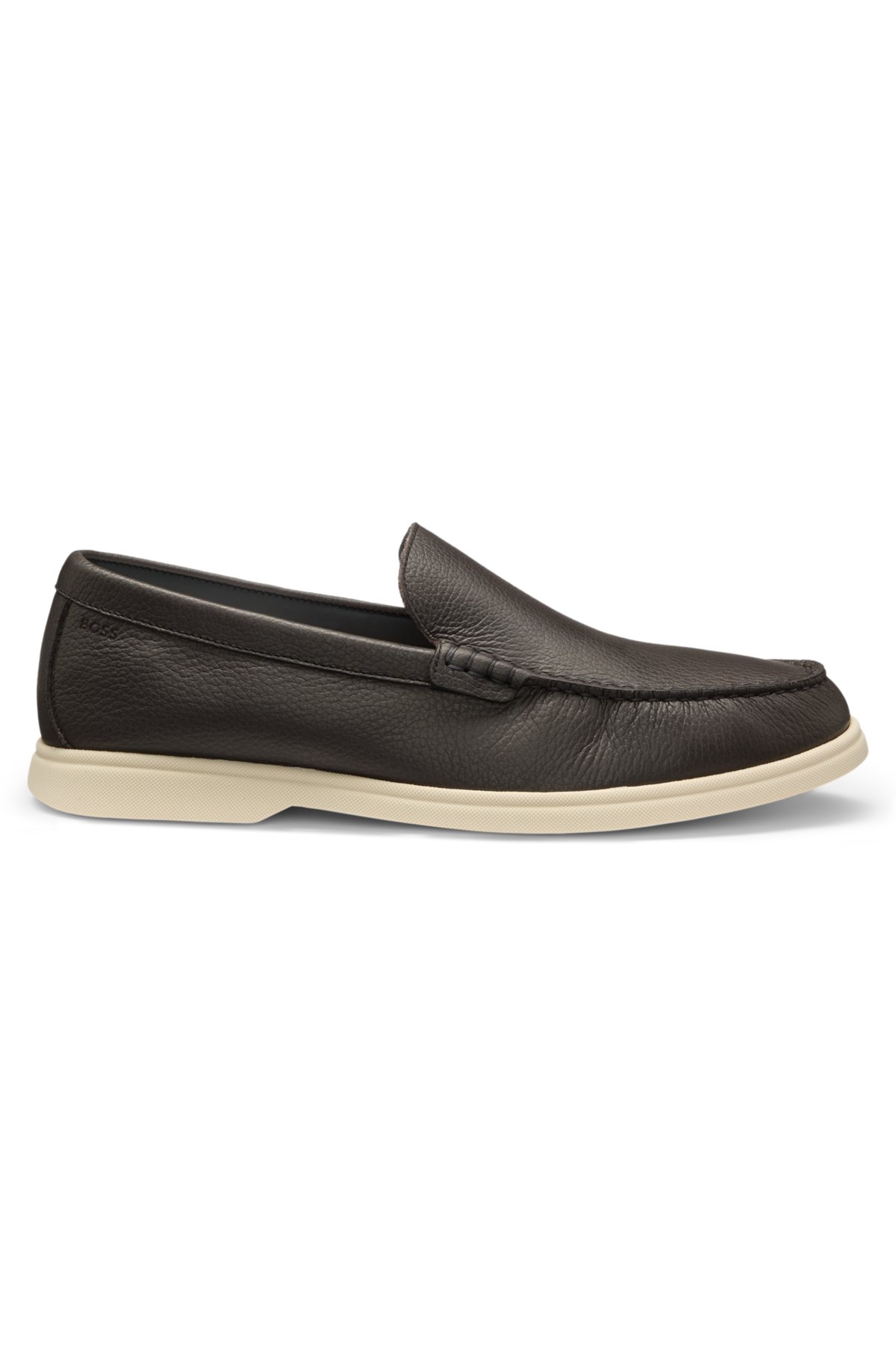 Logo-detail moccasins in tumbled leather