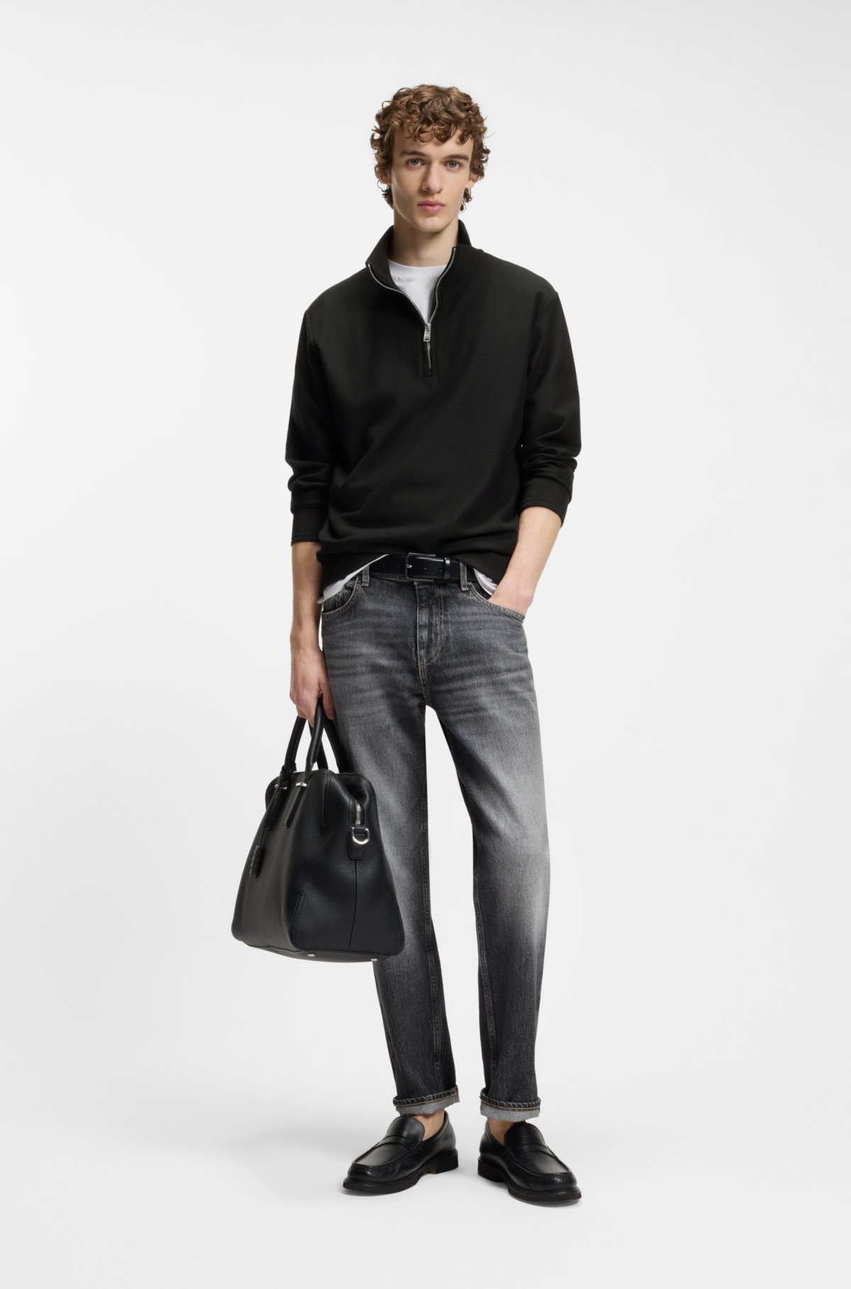 Quarter-zip sweatshirt in a cotton blend