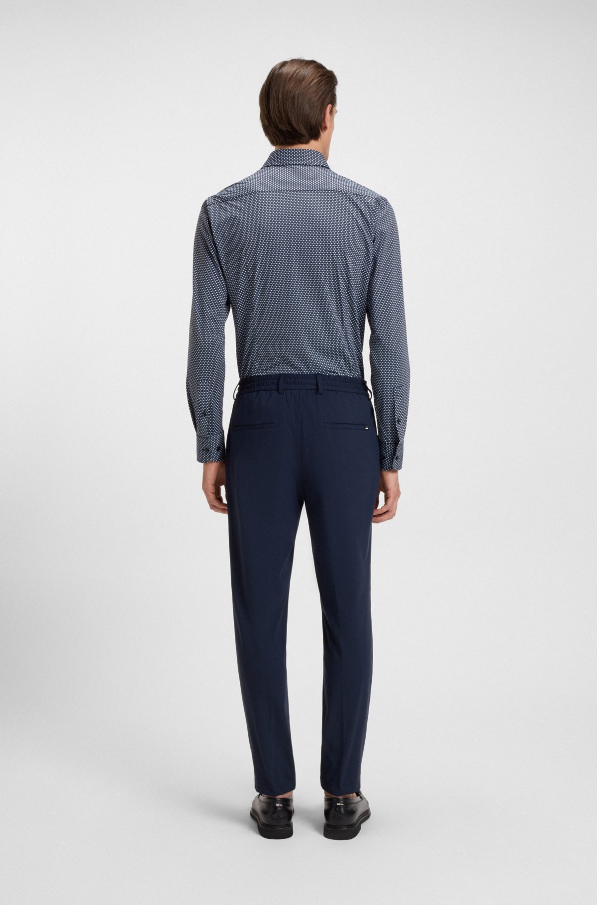 Printed slim-fit shirt in Italian-made performance-stretch jersey