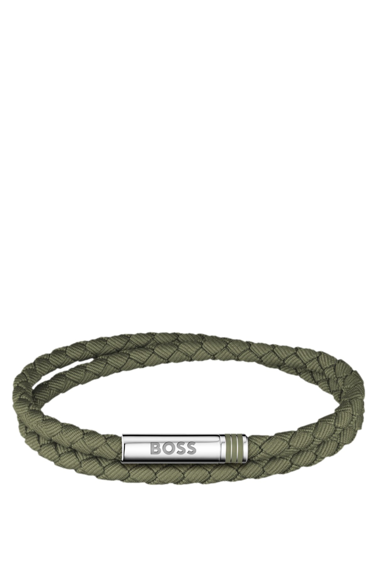 Double-braided green cuff with logo closure