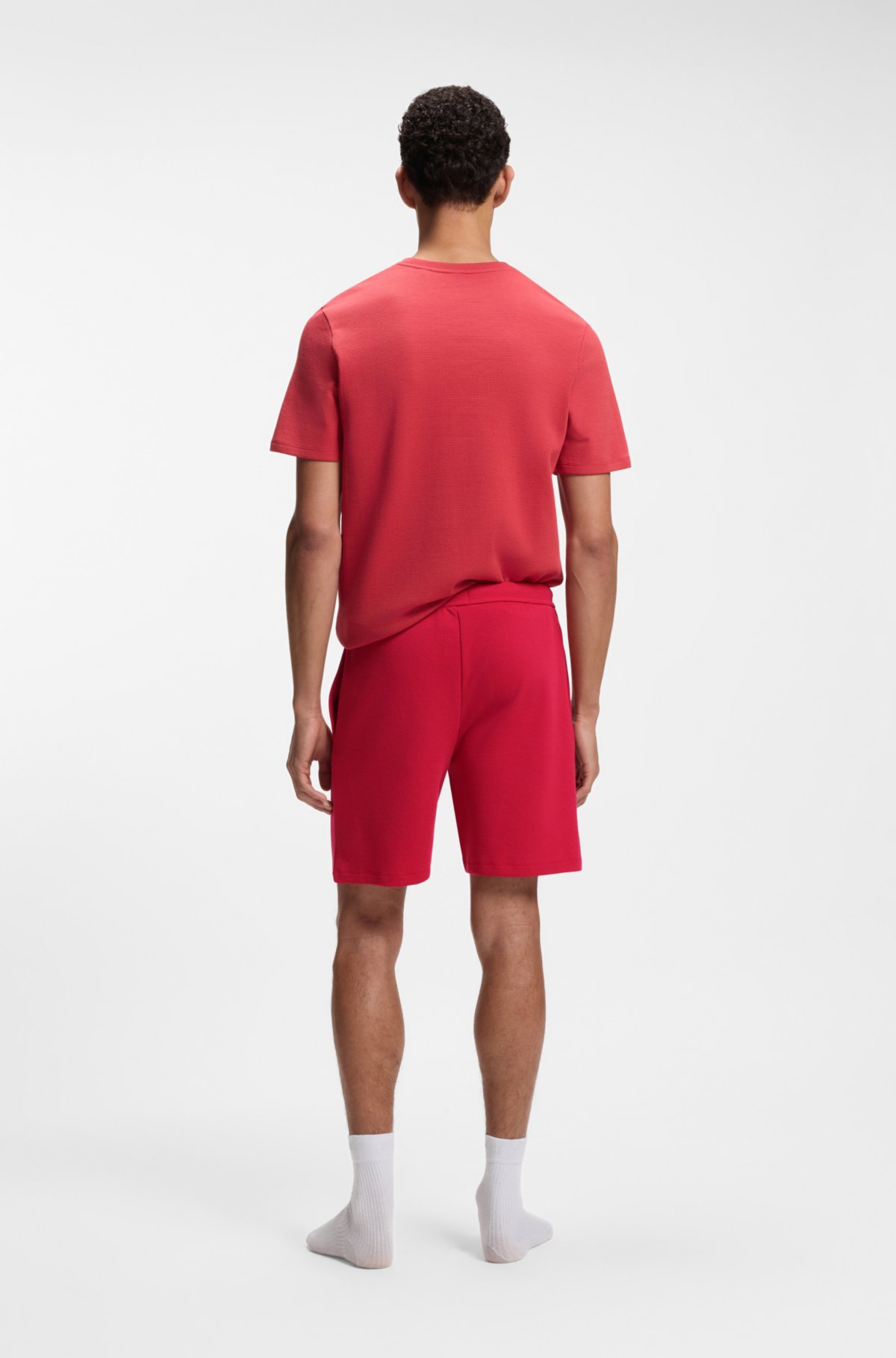 Cotton-blend pajama shorts with embroidered logo