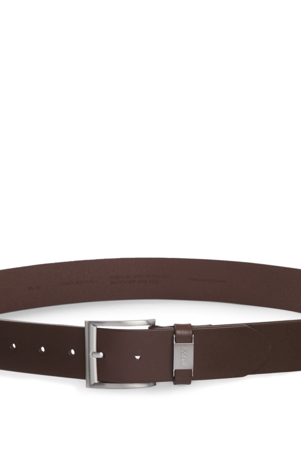Logo-keeper belt in Italian leather