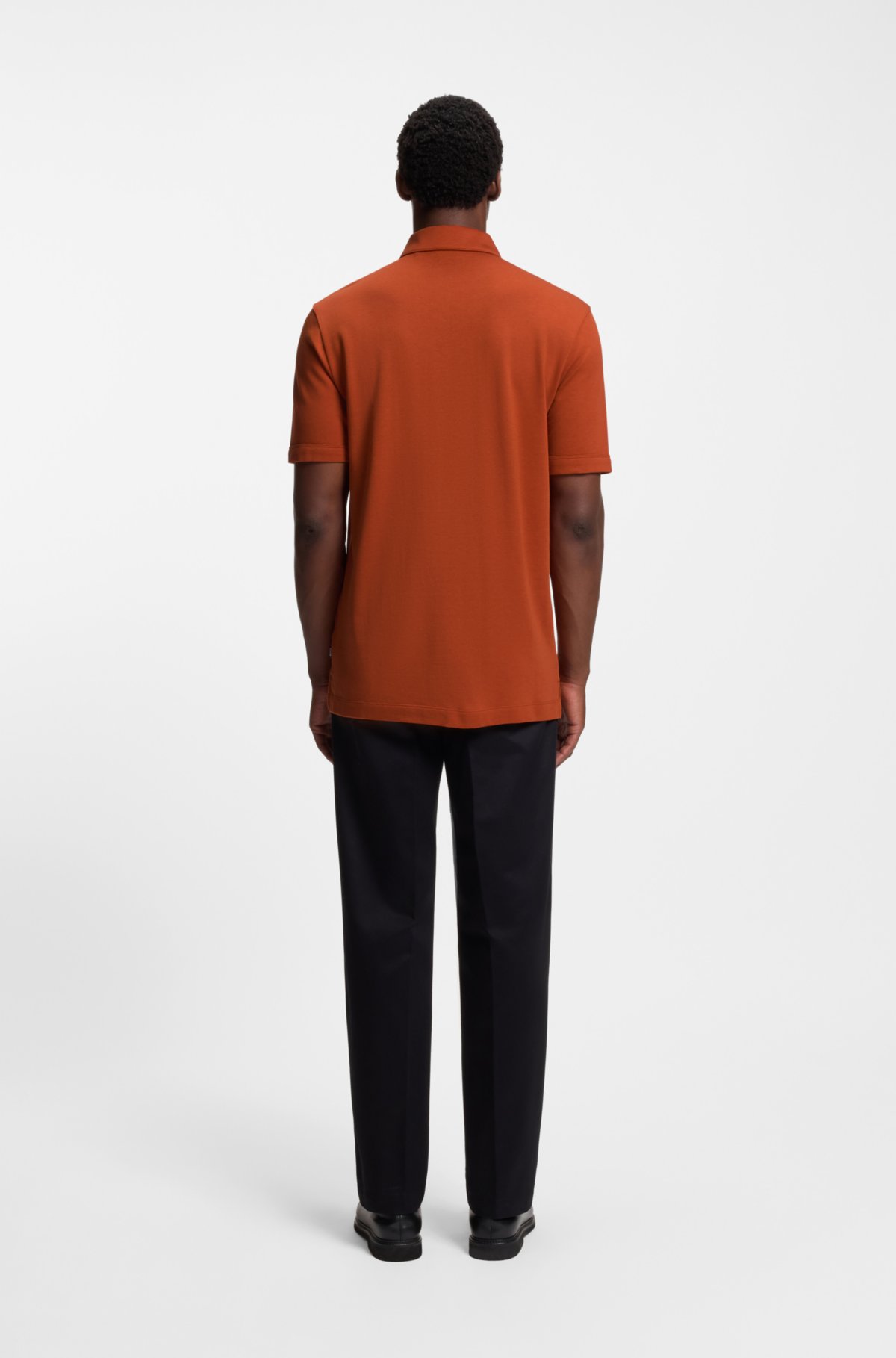 Piqué polo shirt with zip neck