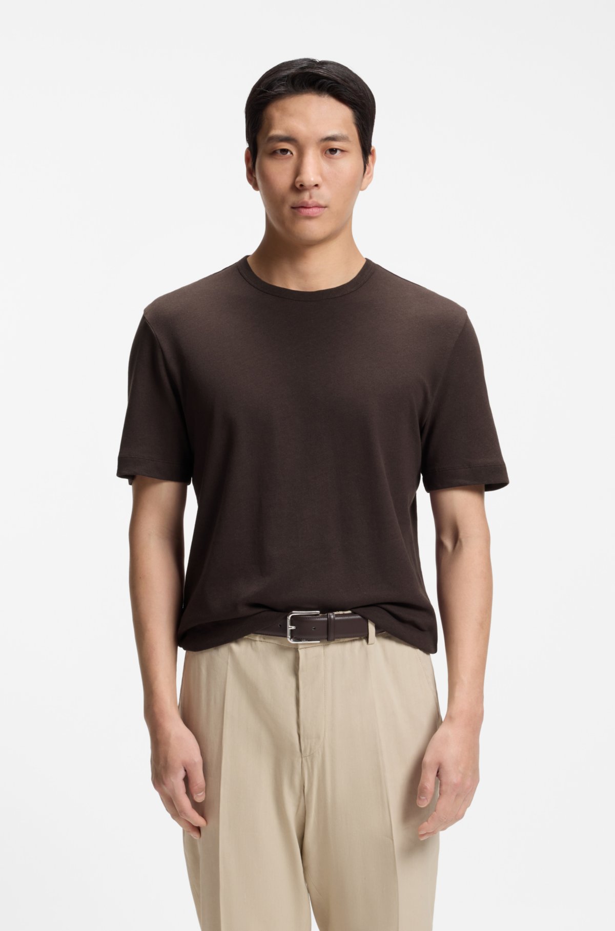 Cotton-linen T-shirt in a regular fit