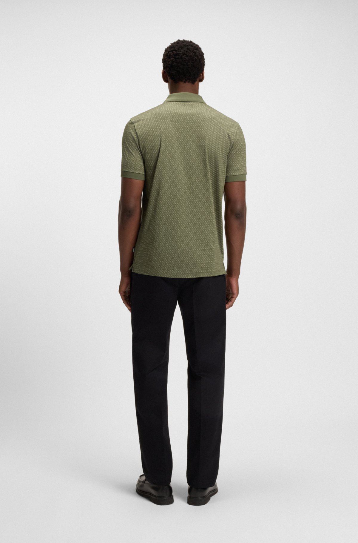 Mercerised-cotton polo shirt with two-tone monograms