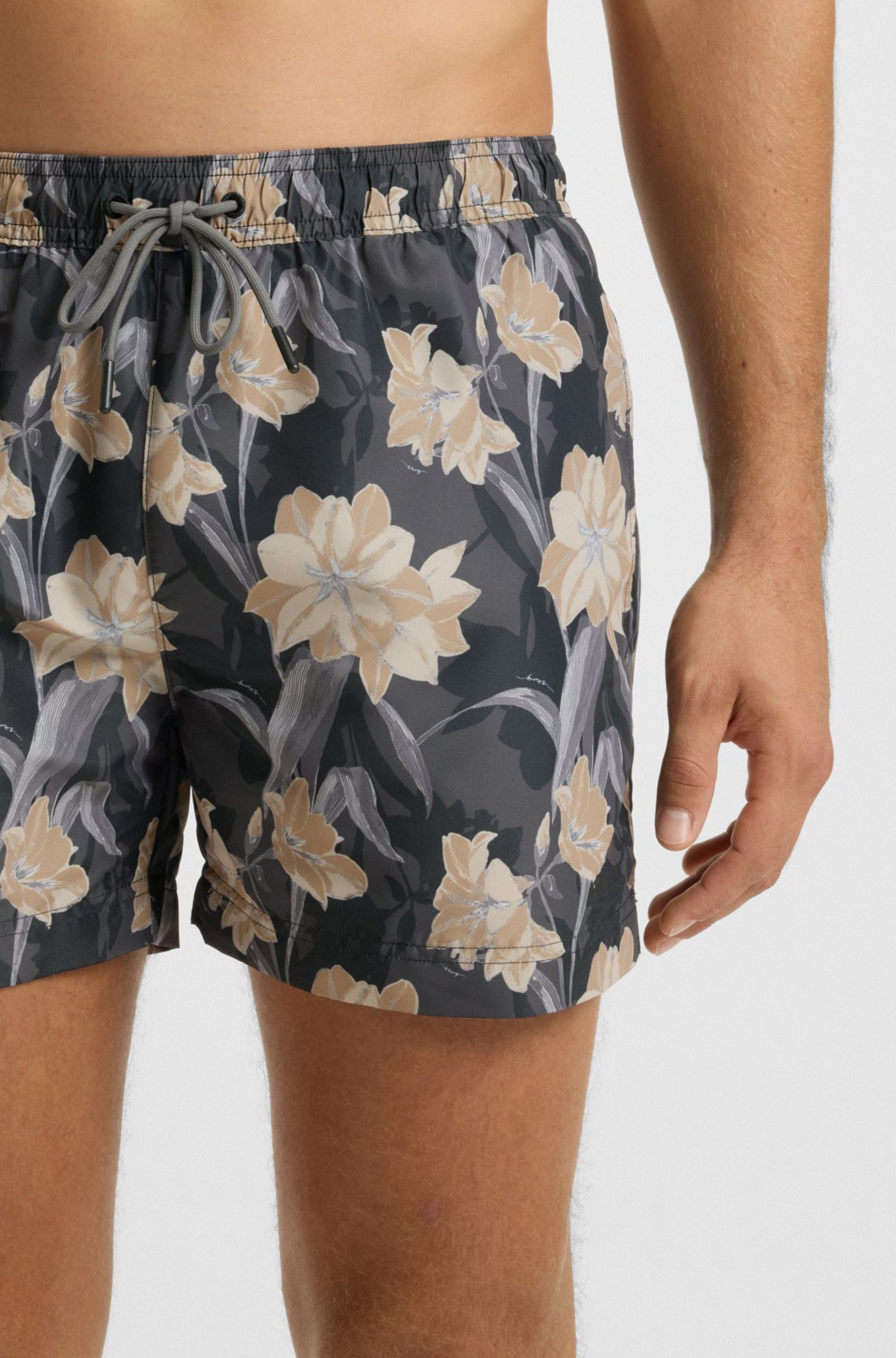 Logo-detail swim shorts with floral print