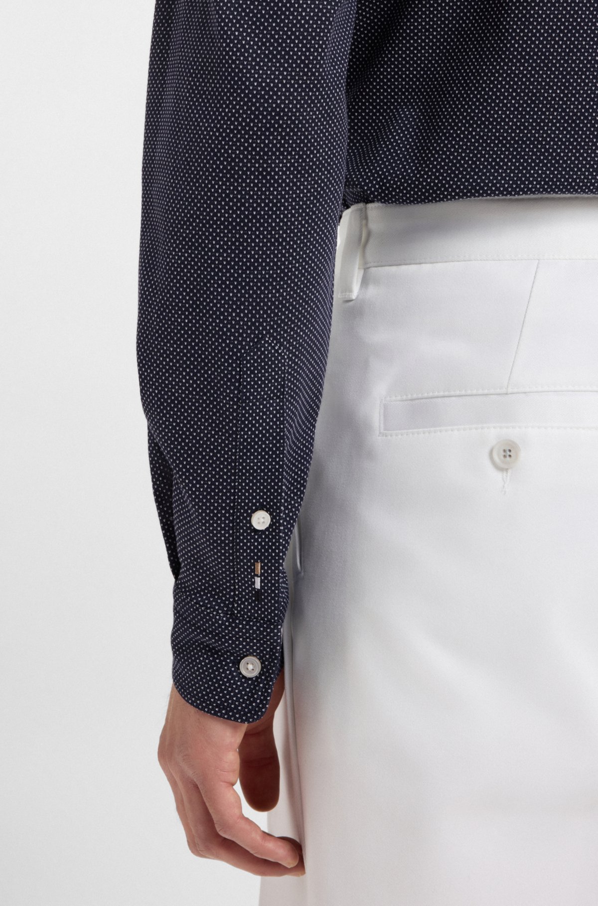 Slim-fit shirt in structured cotton jersey