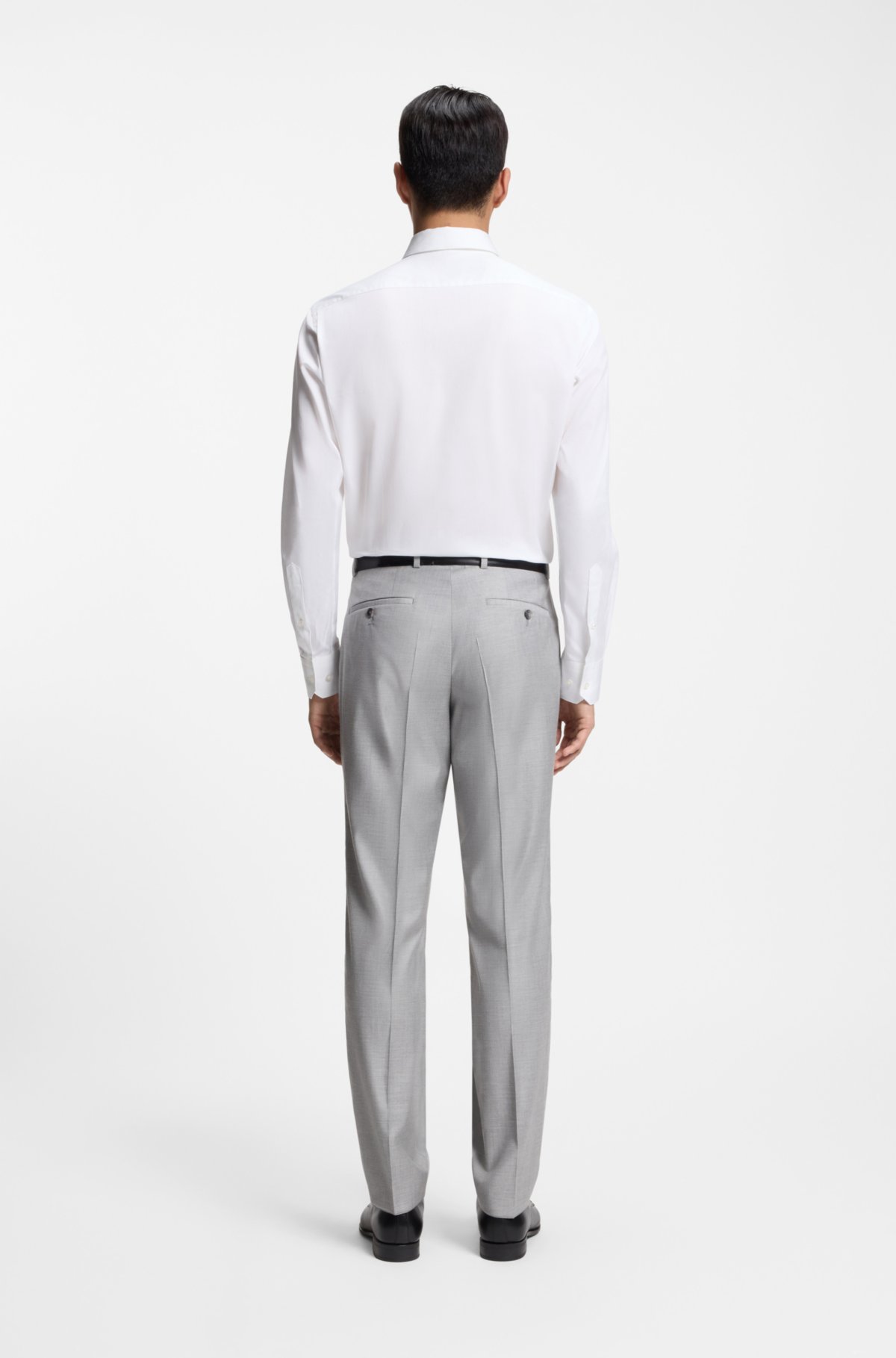Regular-fit shirt in Italian monogrammed cotton