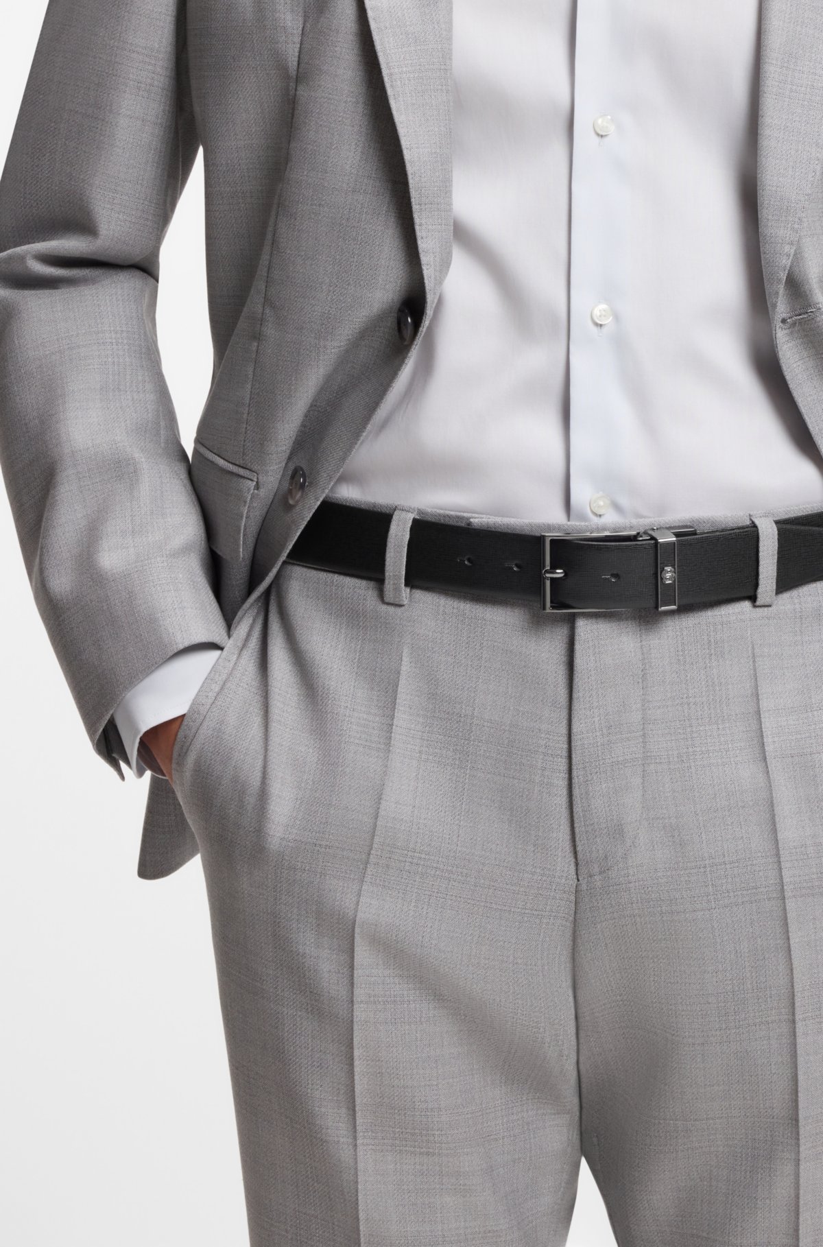 Reversible belt in Italian leather with interchangeable buckles