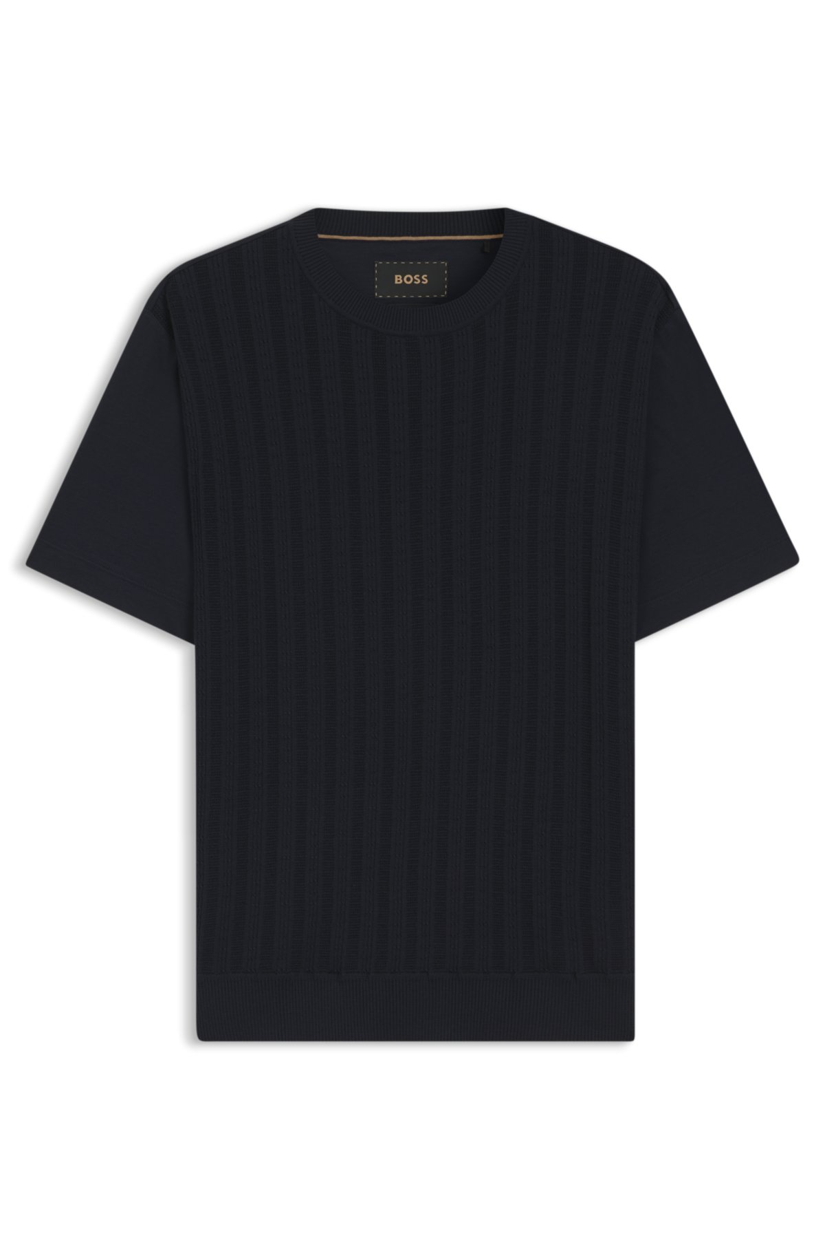 Cable-knit T-shirt in cotton and silk