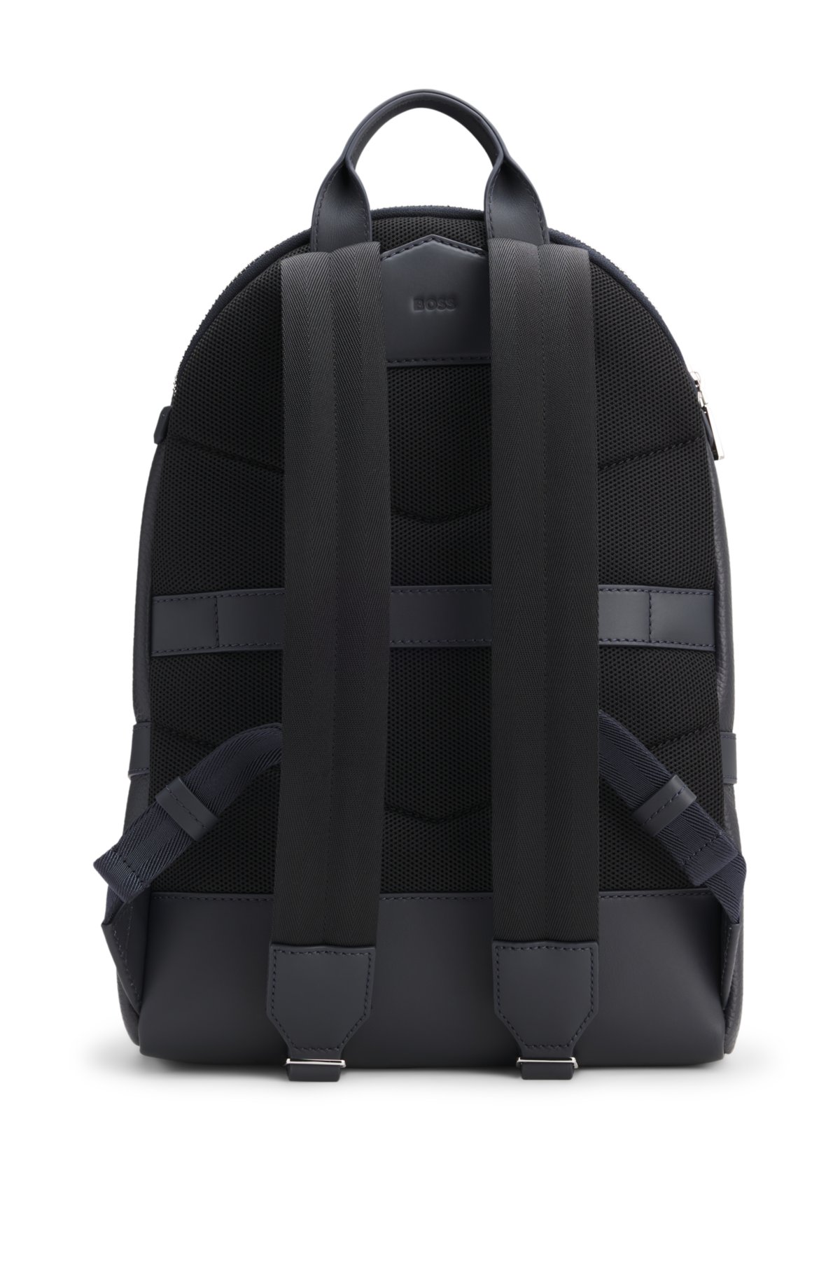 Embossed-logo backpack in Italian leather