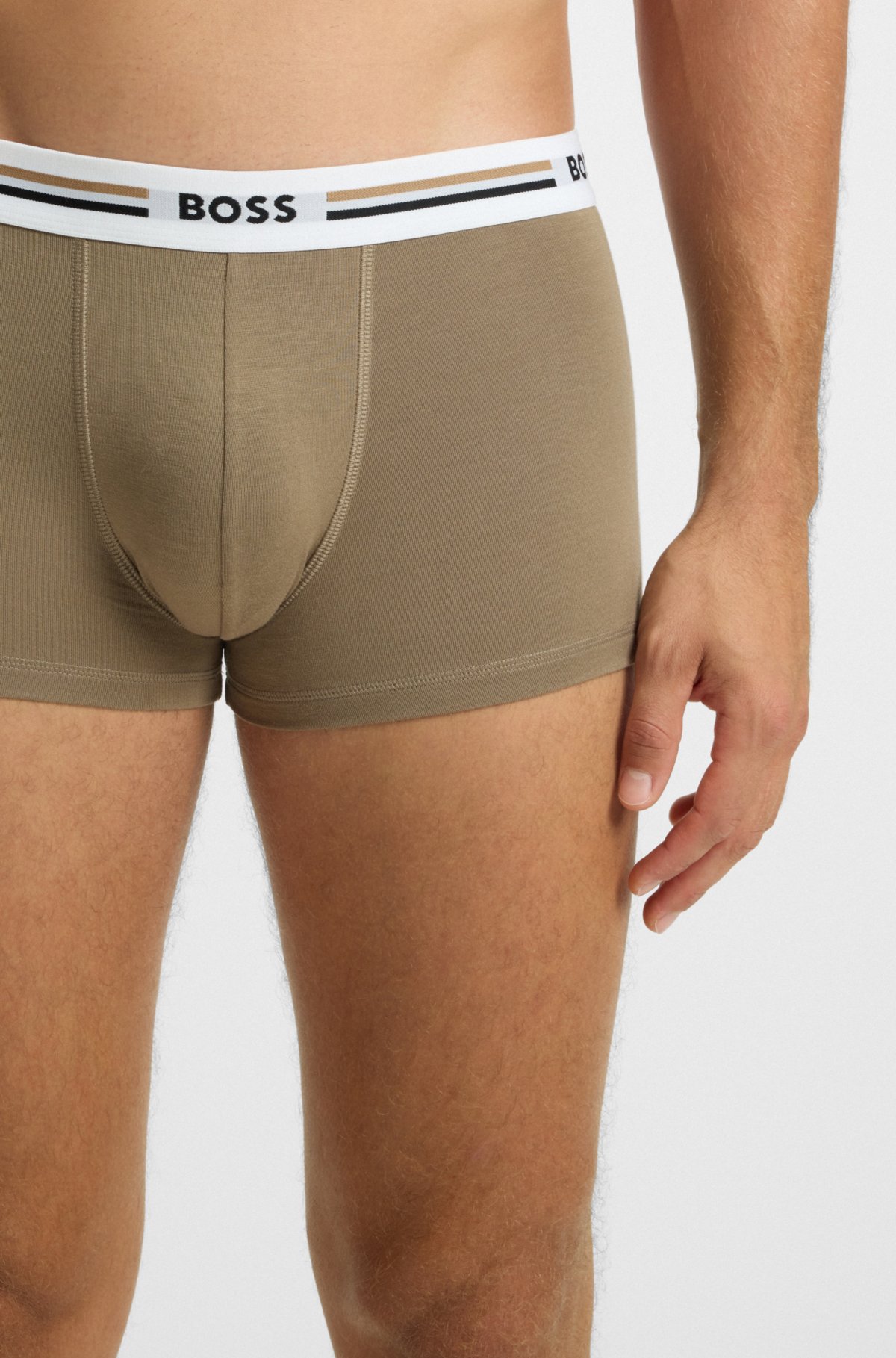 Three-pack of trunks with stripe and logo waistbands
