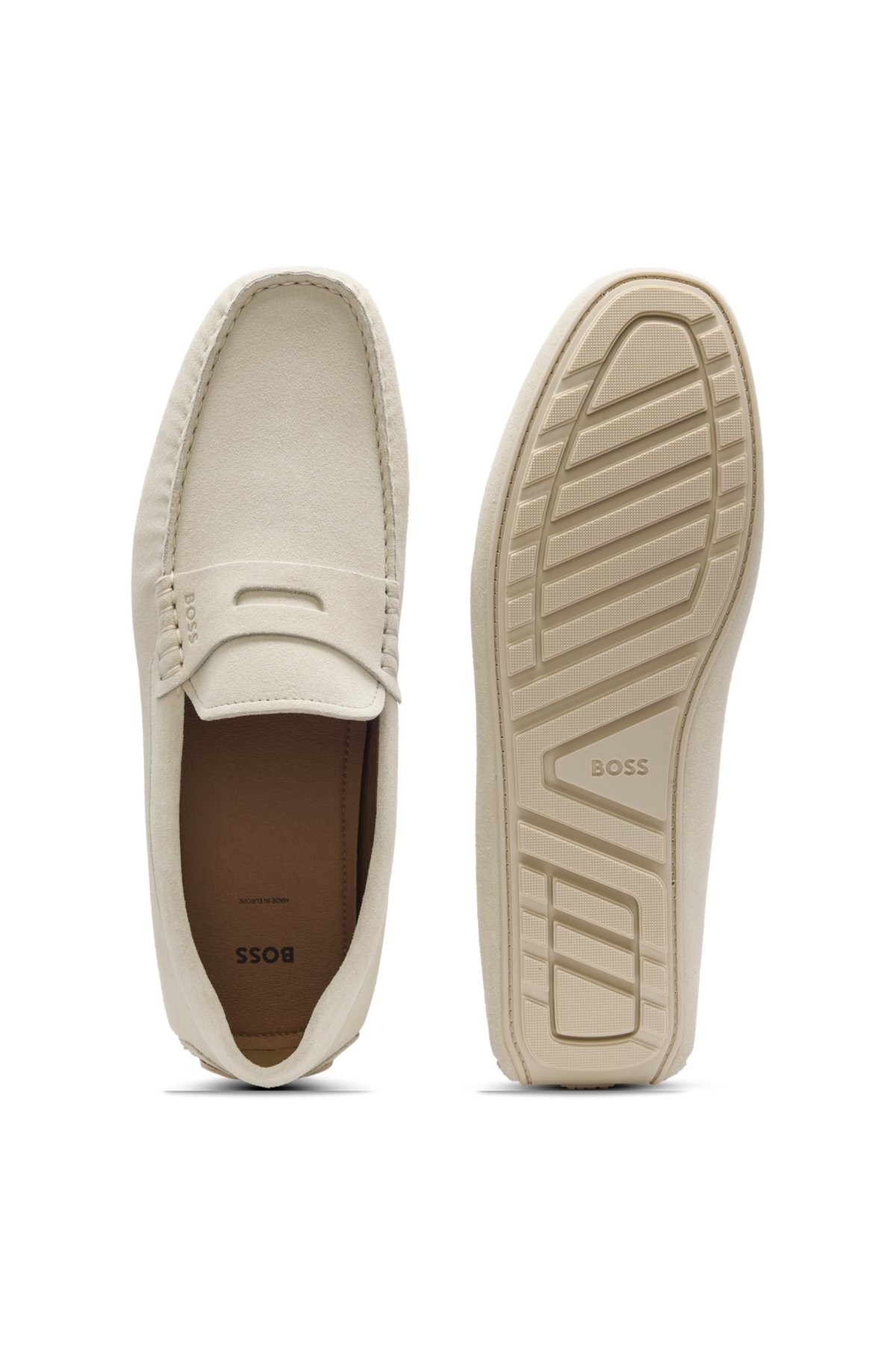 Penny-trim moccasins in suede