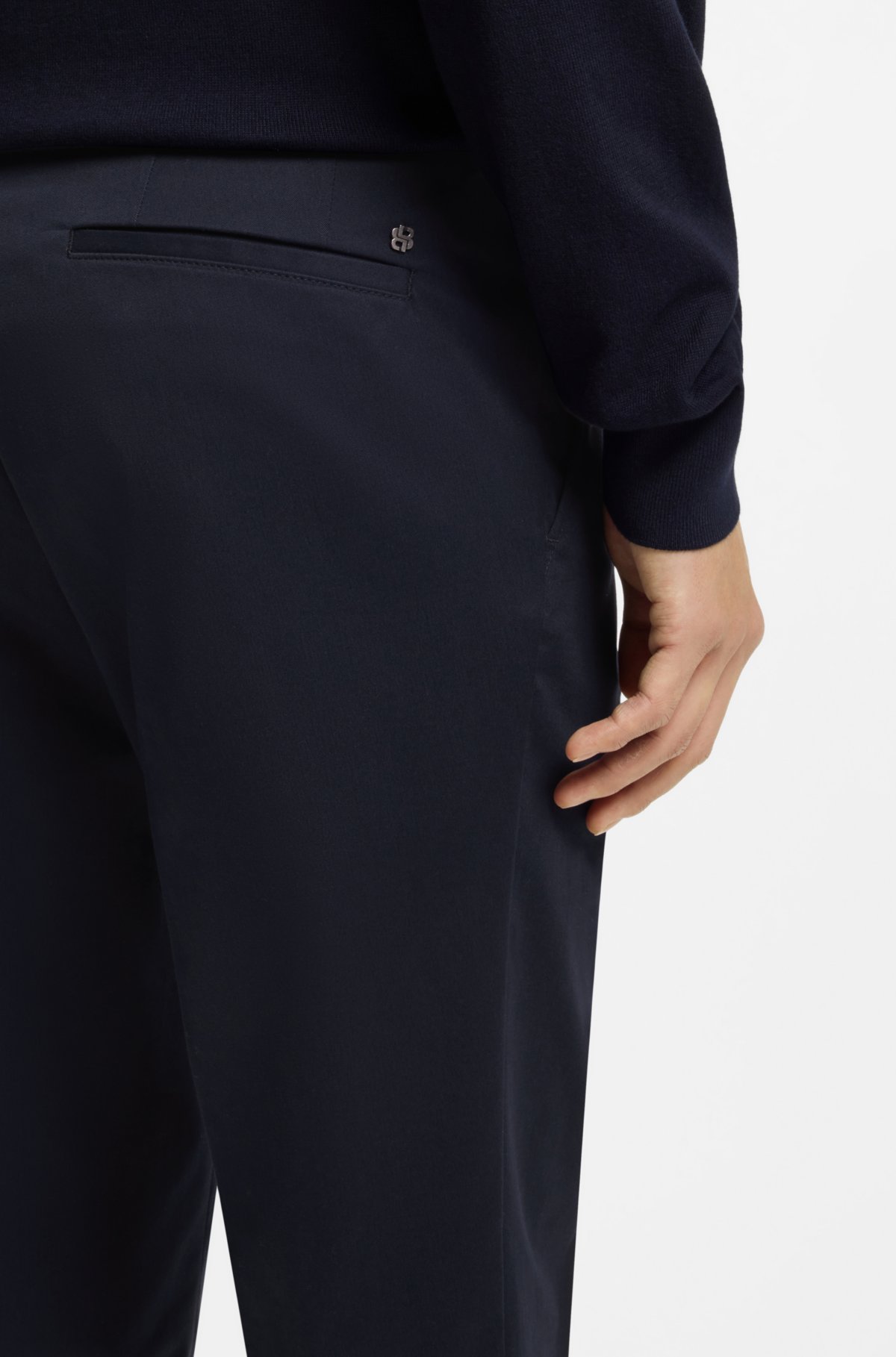 Washable slim-fit trousers in stretch cotton
