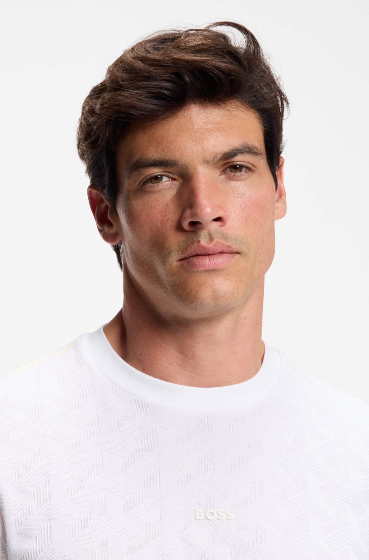 Jacquard-pattern T-shirt in cotton