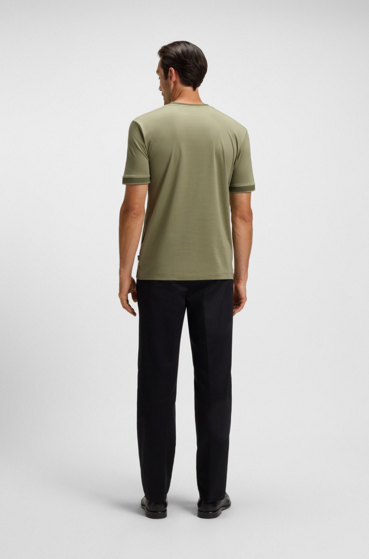 Mercerised-cotton slim-fit T-shirt with contrast trims Mercerised-cotton slim-fit T-shirt with contrast trims