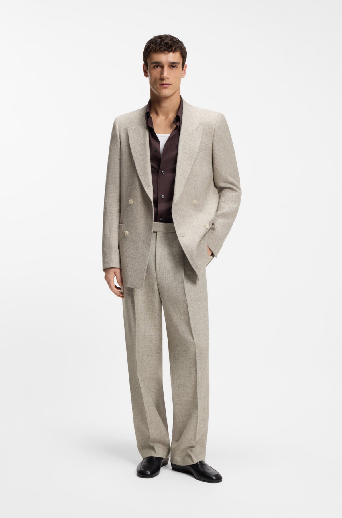 Micro-patterned trousers in an oversized-fit