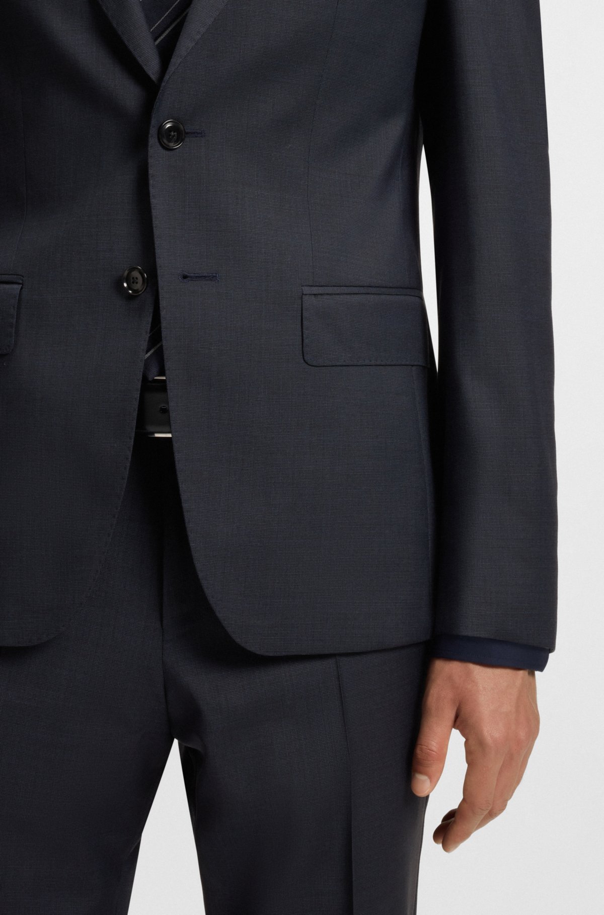 Micro-patterned two-piece slim-fit suit in virgin wool