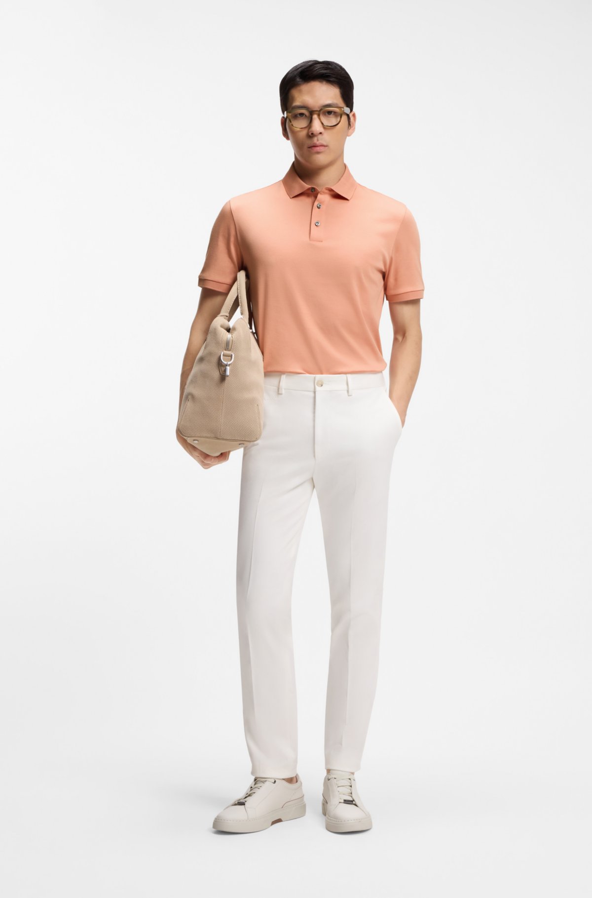 Regular-fit polo shirt in mercerized Italian cotton