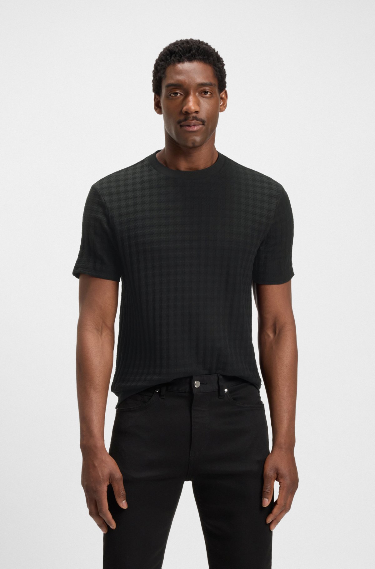 Porsche x BOSS mercerised-cotton houndstooth T-shirt
