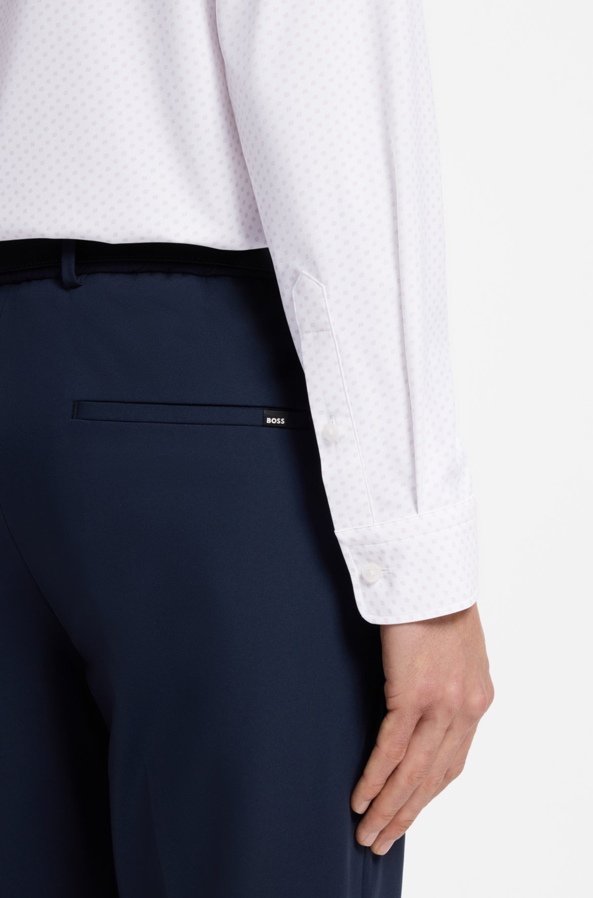 Printed regular-fit shirt in performance-stretch jersey