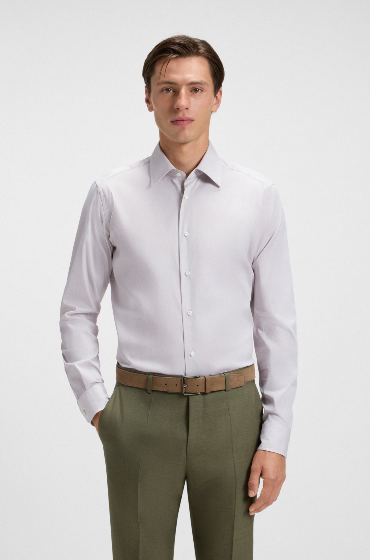 Regular-fit shirt in an Italian-made cotton blend