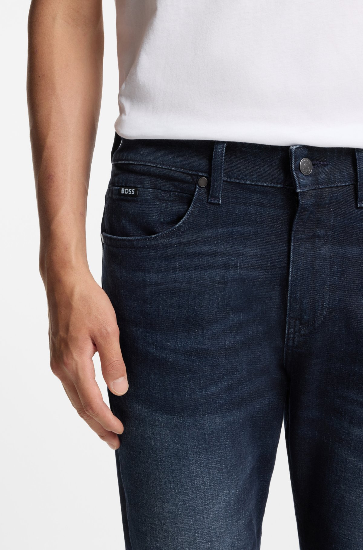 Delaware slim-fit jeans in dark-blue stretch denim