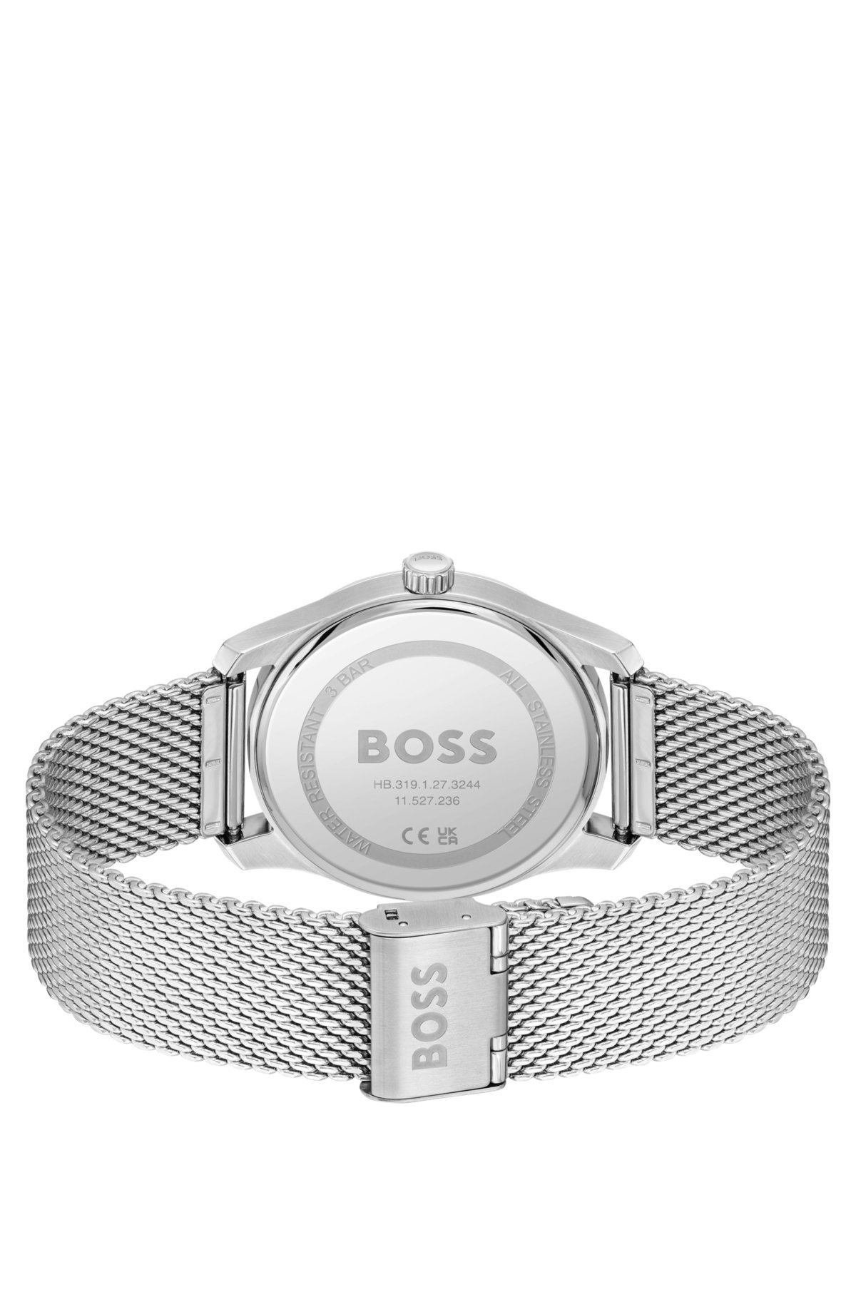 PRINCIPLE Mesh-bracelet watch with blue patterned dial