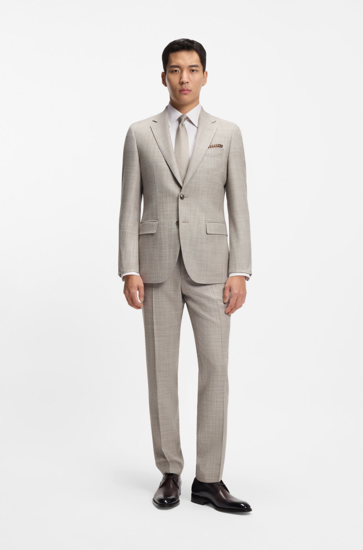 Slim-fit shirt in structured Italian-made cotton