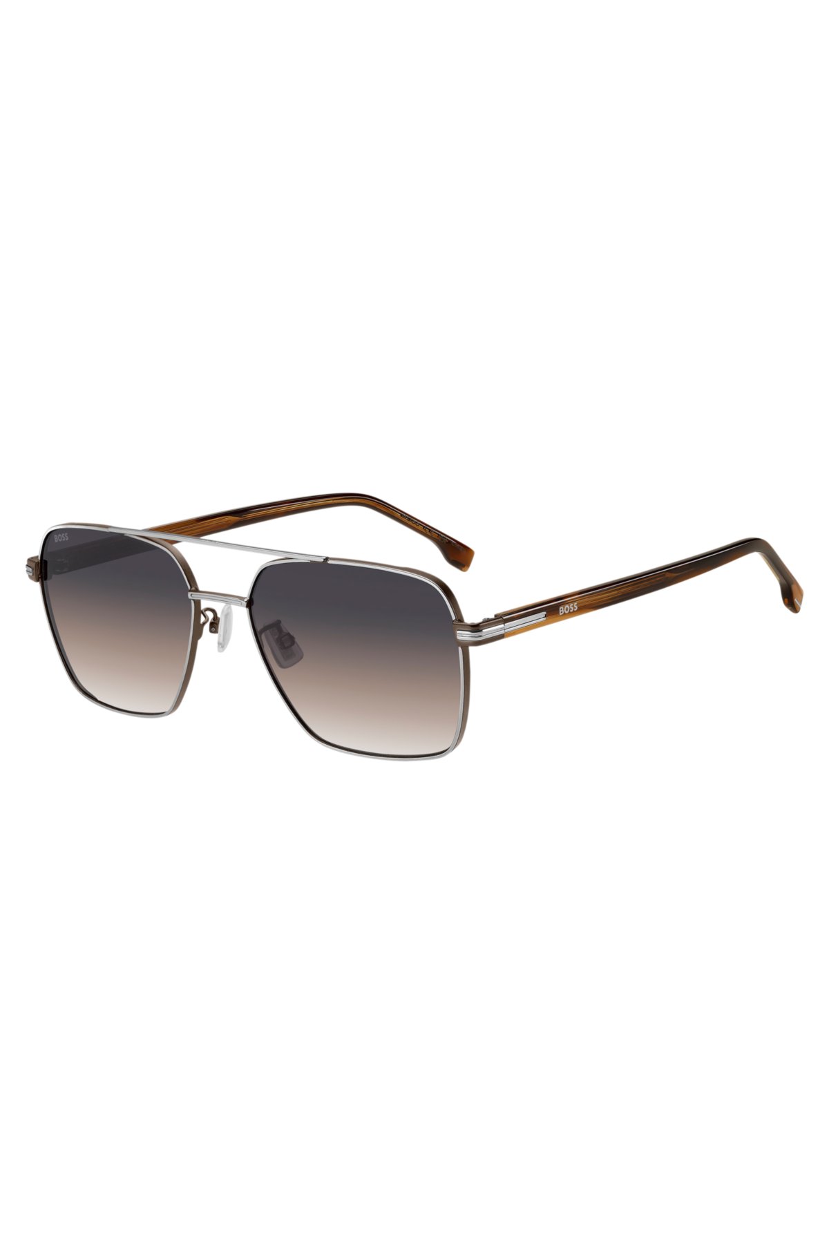Double-bridge sunglasses with contrast temples