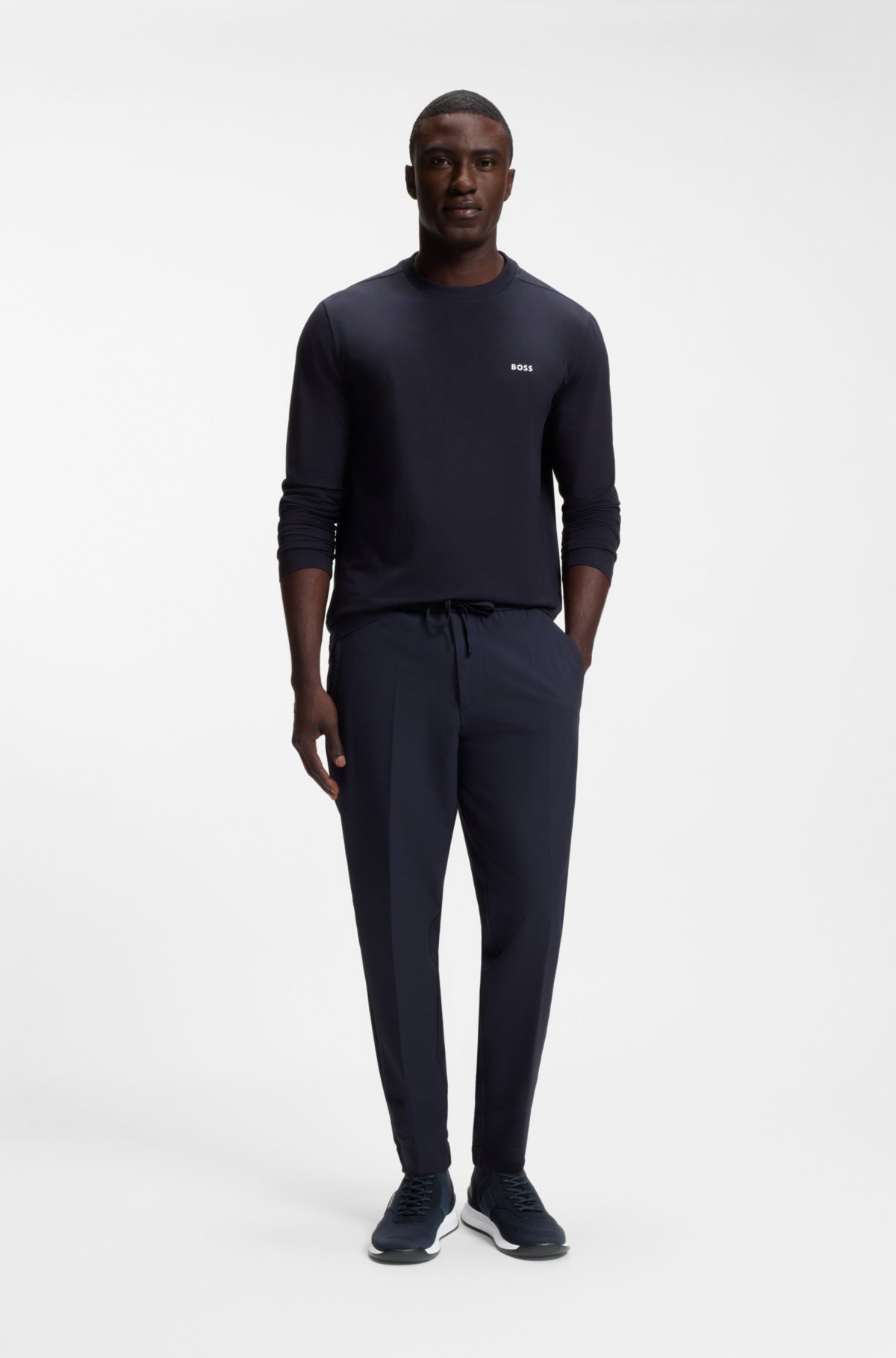 Knitted-upper trainers with suede trims