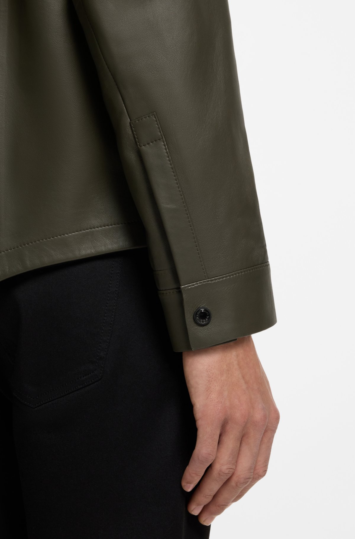 Porsche x BOSS regular-fit shirt in napa leather
