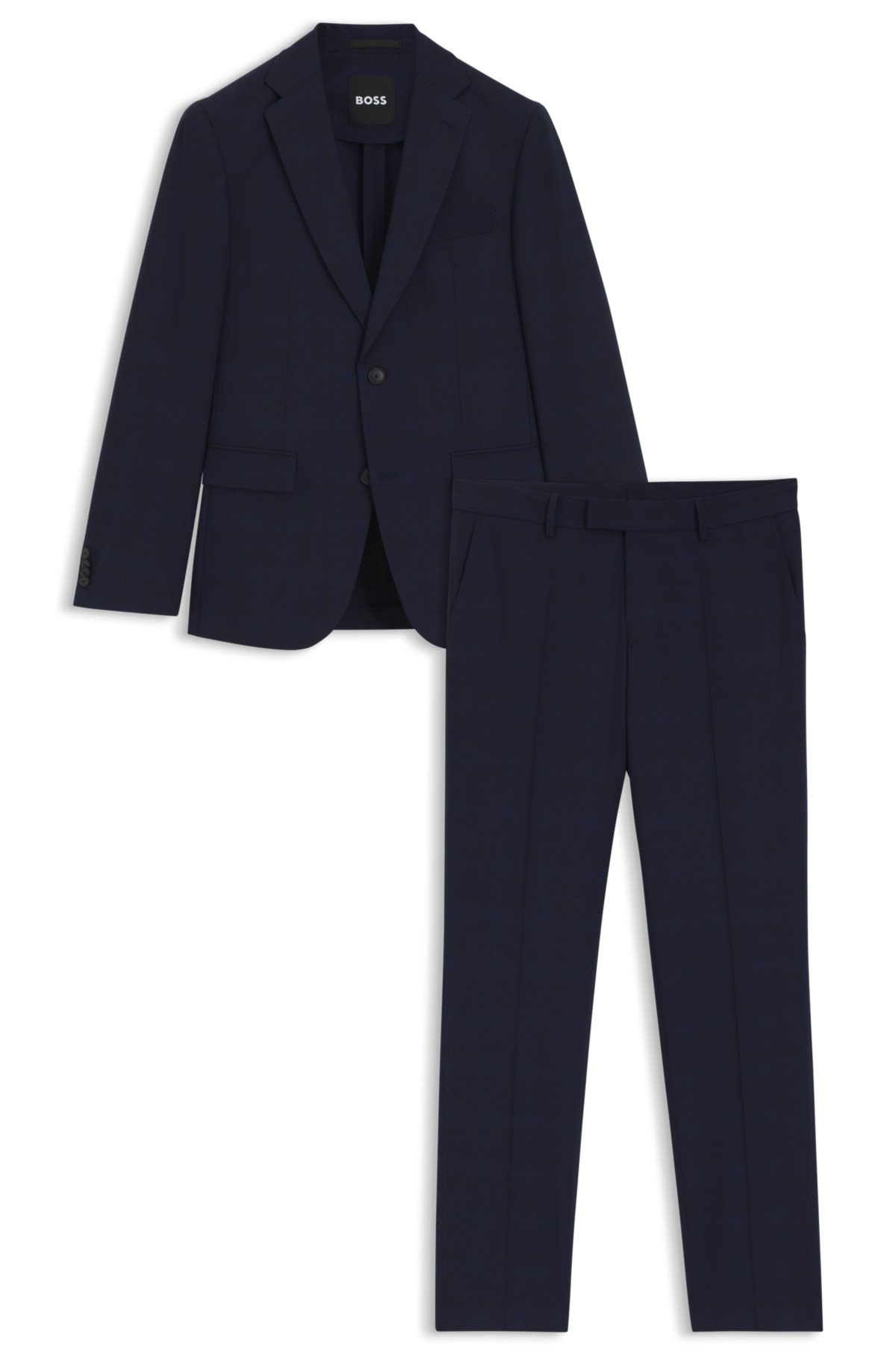 Checked slim-fit suit in stretch wool