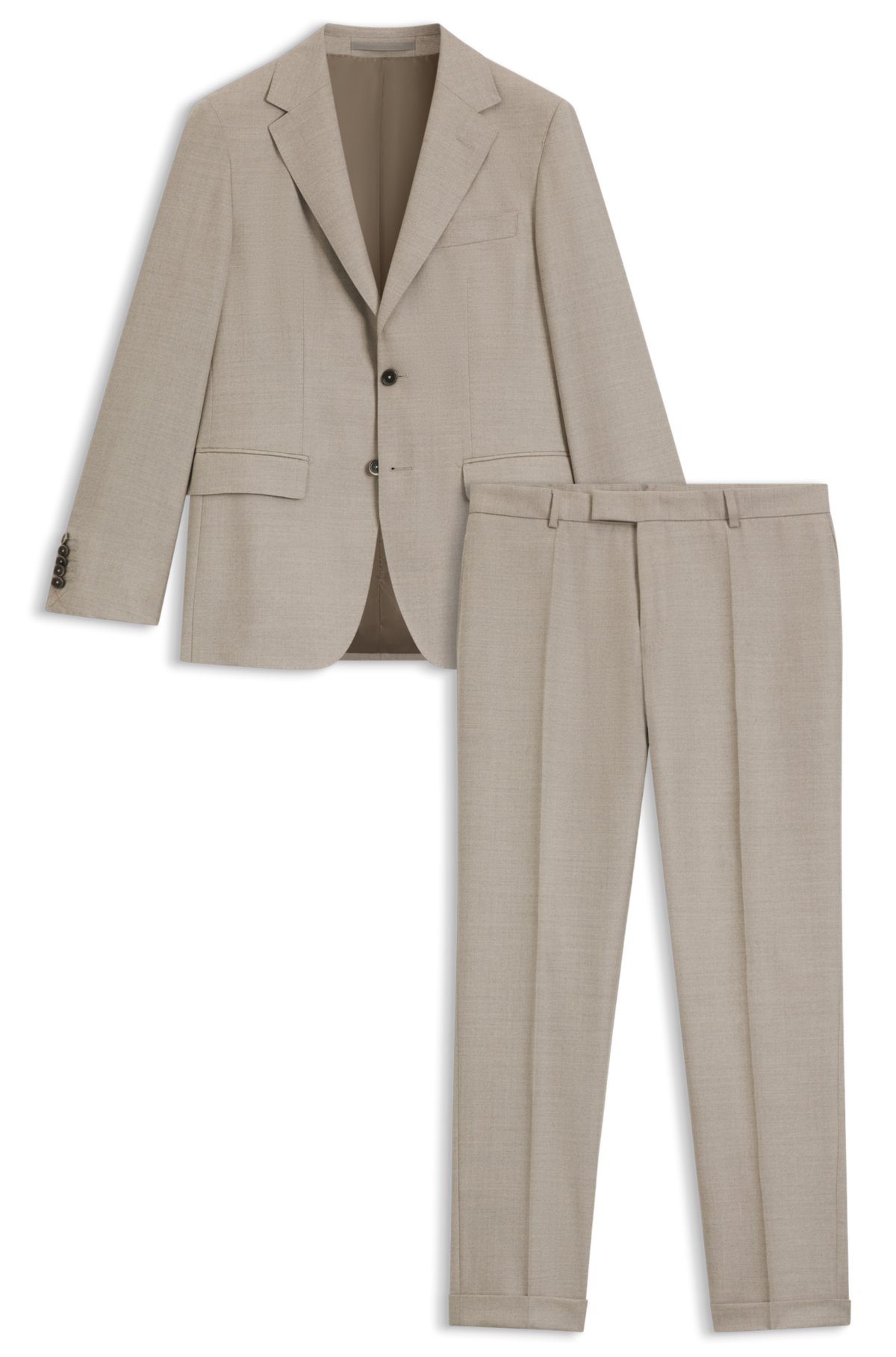 Two-piece regular-fit suit in herringbone virgin wool