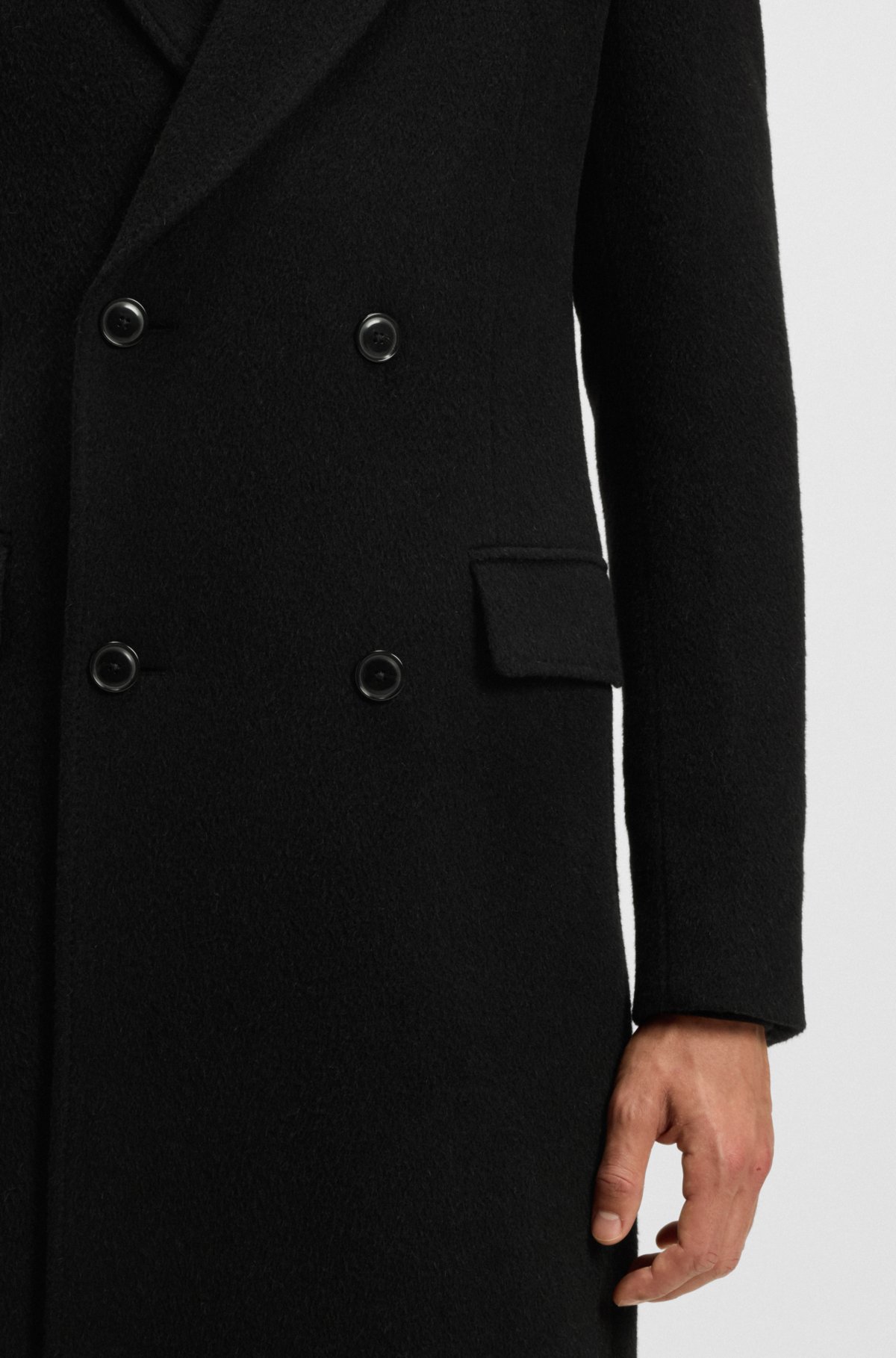 Alpaca-blend coat with double-breasted front