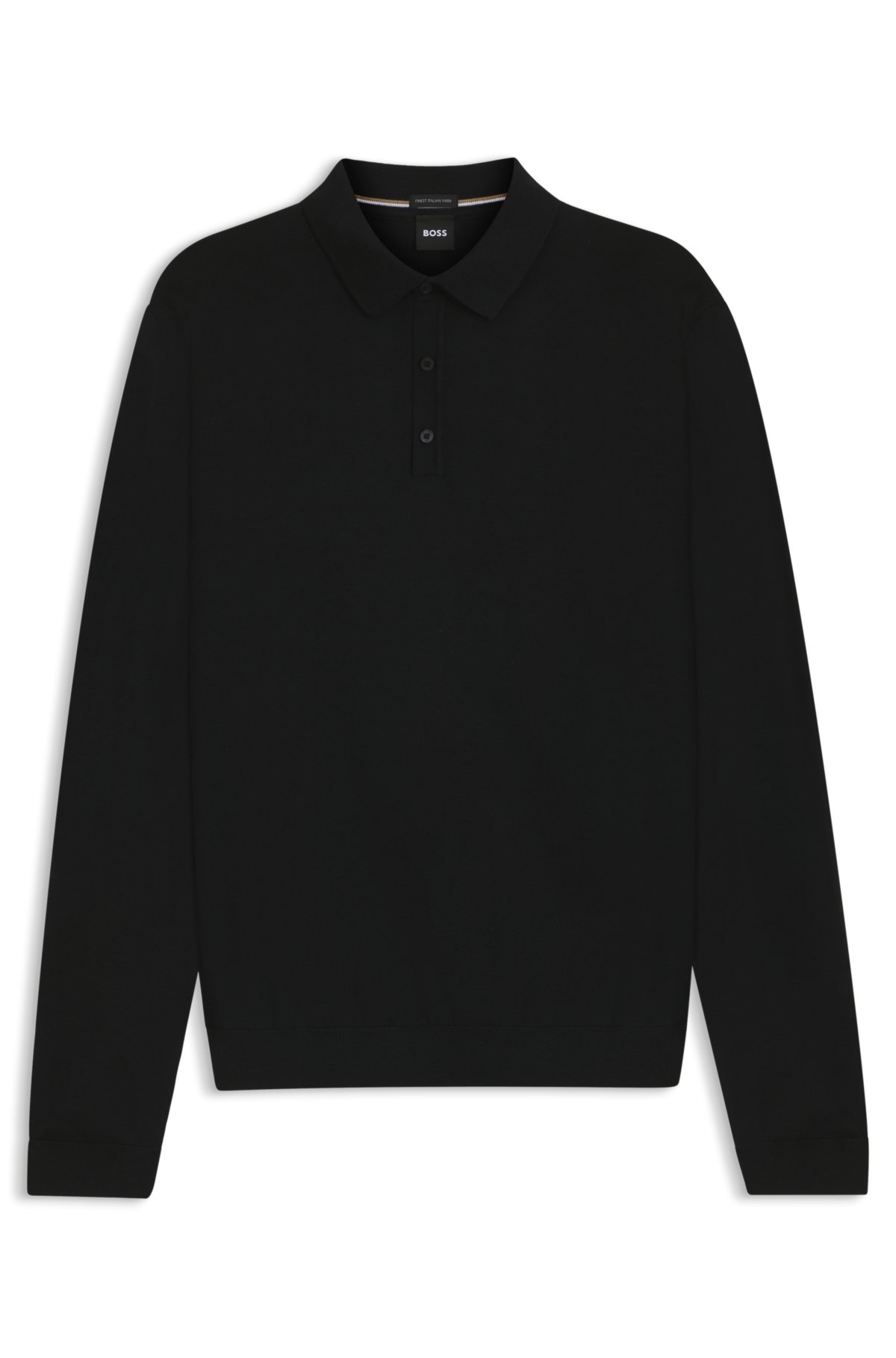 Knitted polo sweater in virgin wool