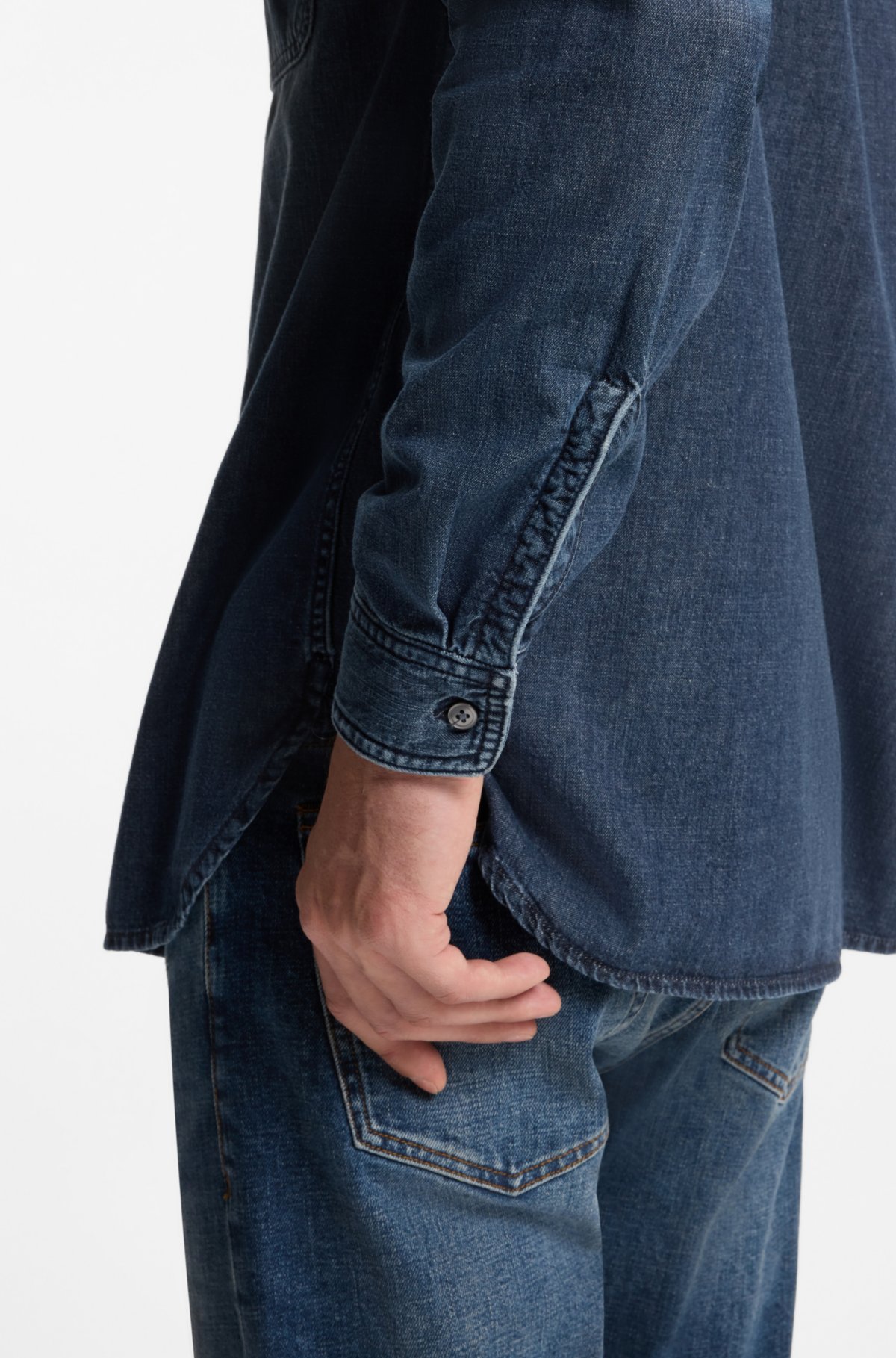 BECKHAM x BOSS shirt in blue denim