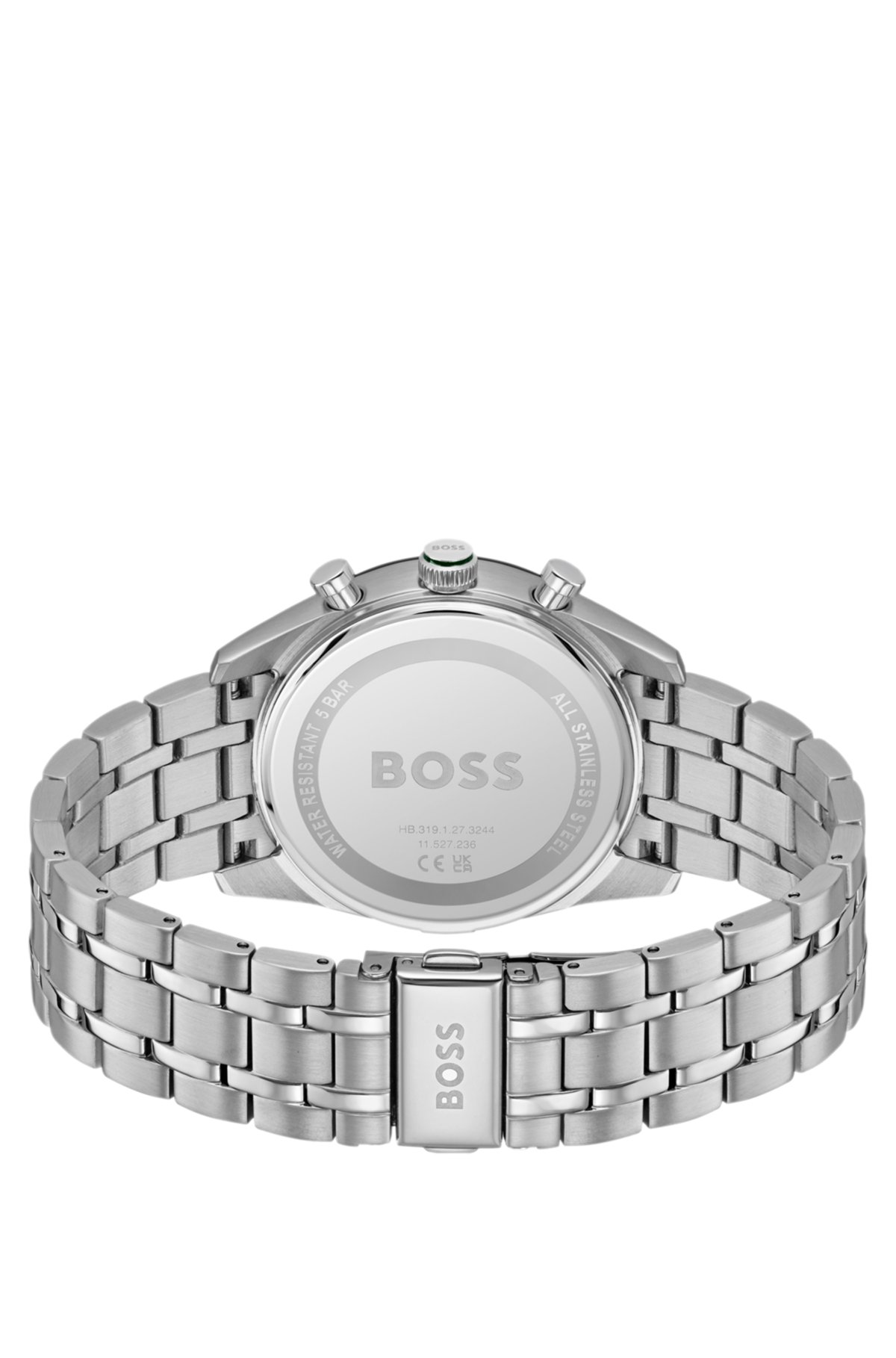 Green-dial watch with gold-effect bracelet