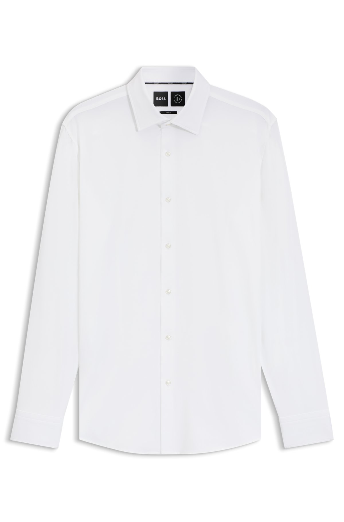 Slim-fit shirt in Italian-made performance-stretch jersey