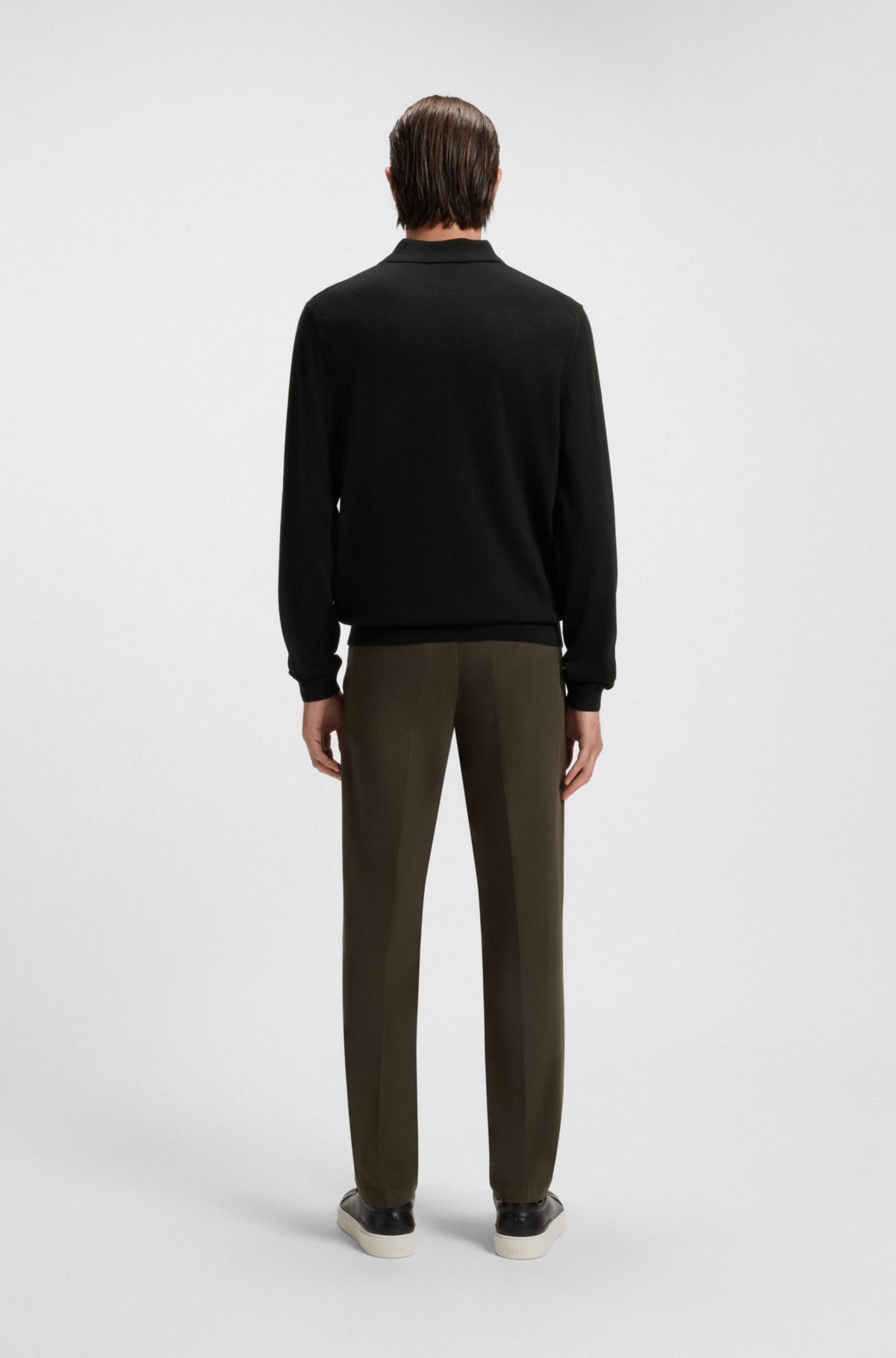 Knitted polo sweater in virgin wool