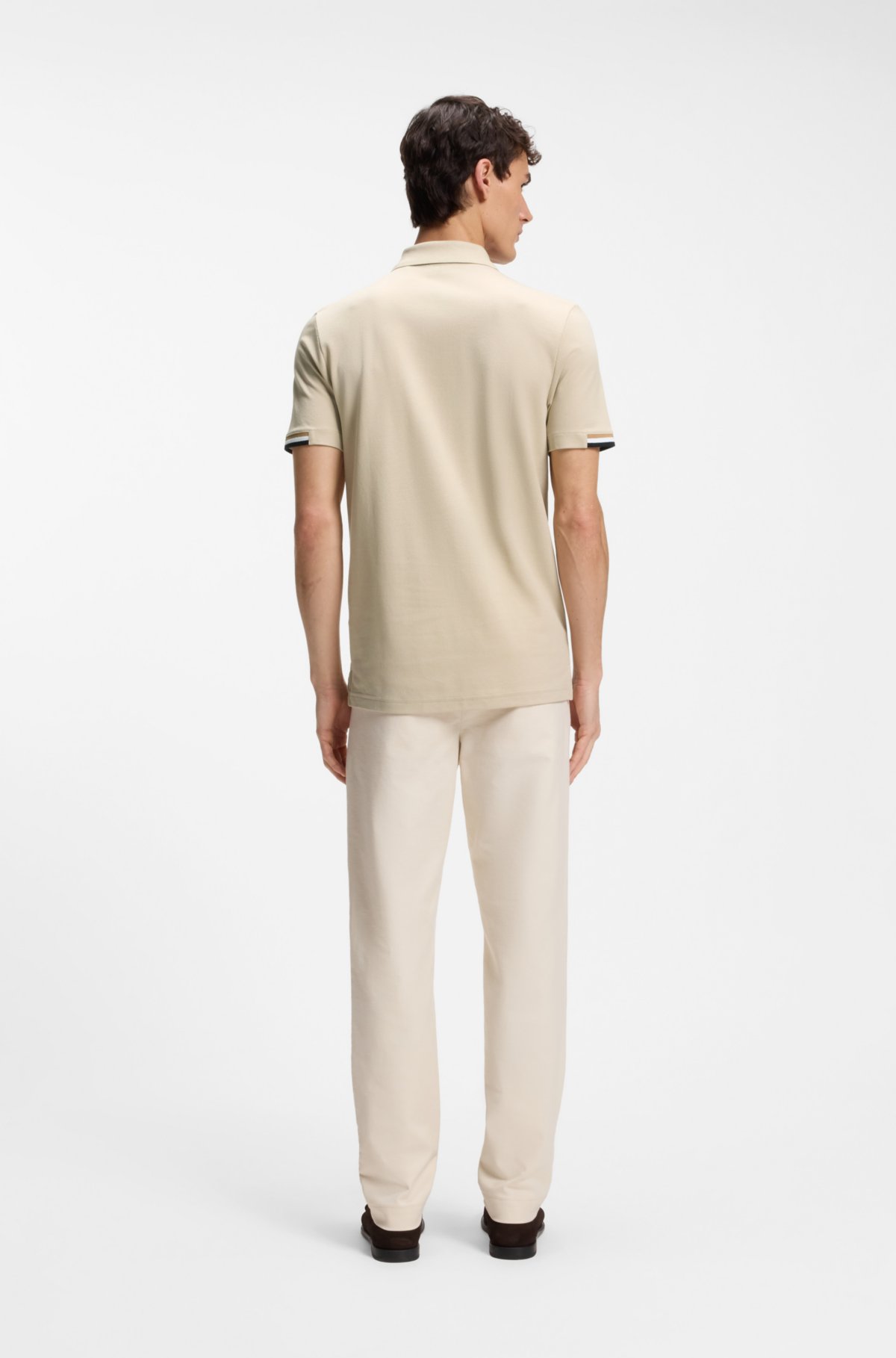 Rubberised-logo polo shirt in mercerised cotton