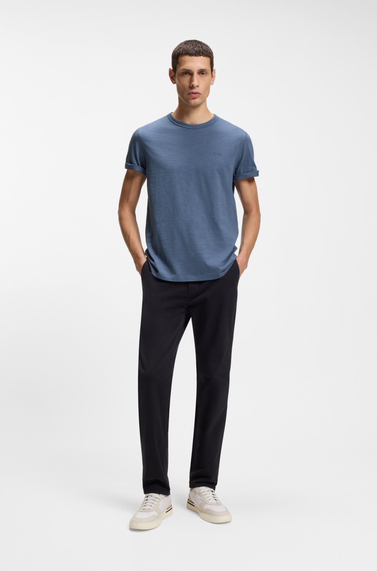 Slub-cotton T-shirt with logo detail