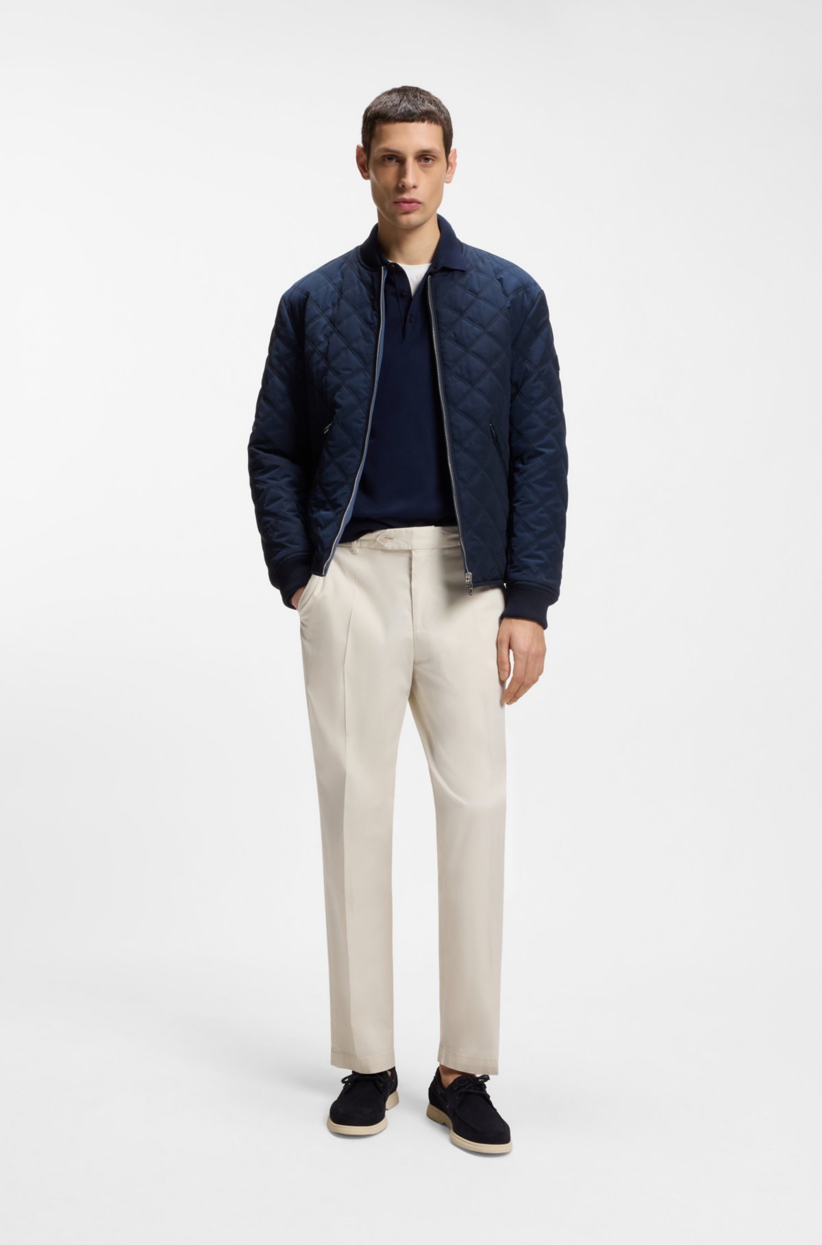 Washable tapered-fit trousers in stretch fabric
