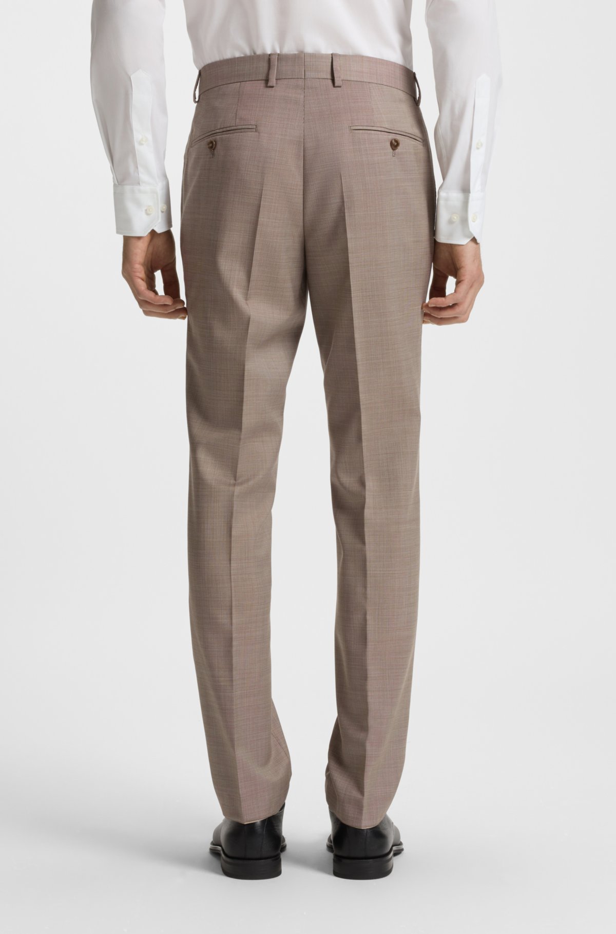 Micro-patterned two-piece slim-fit suit in virgin wool