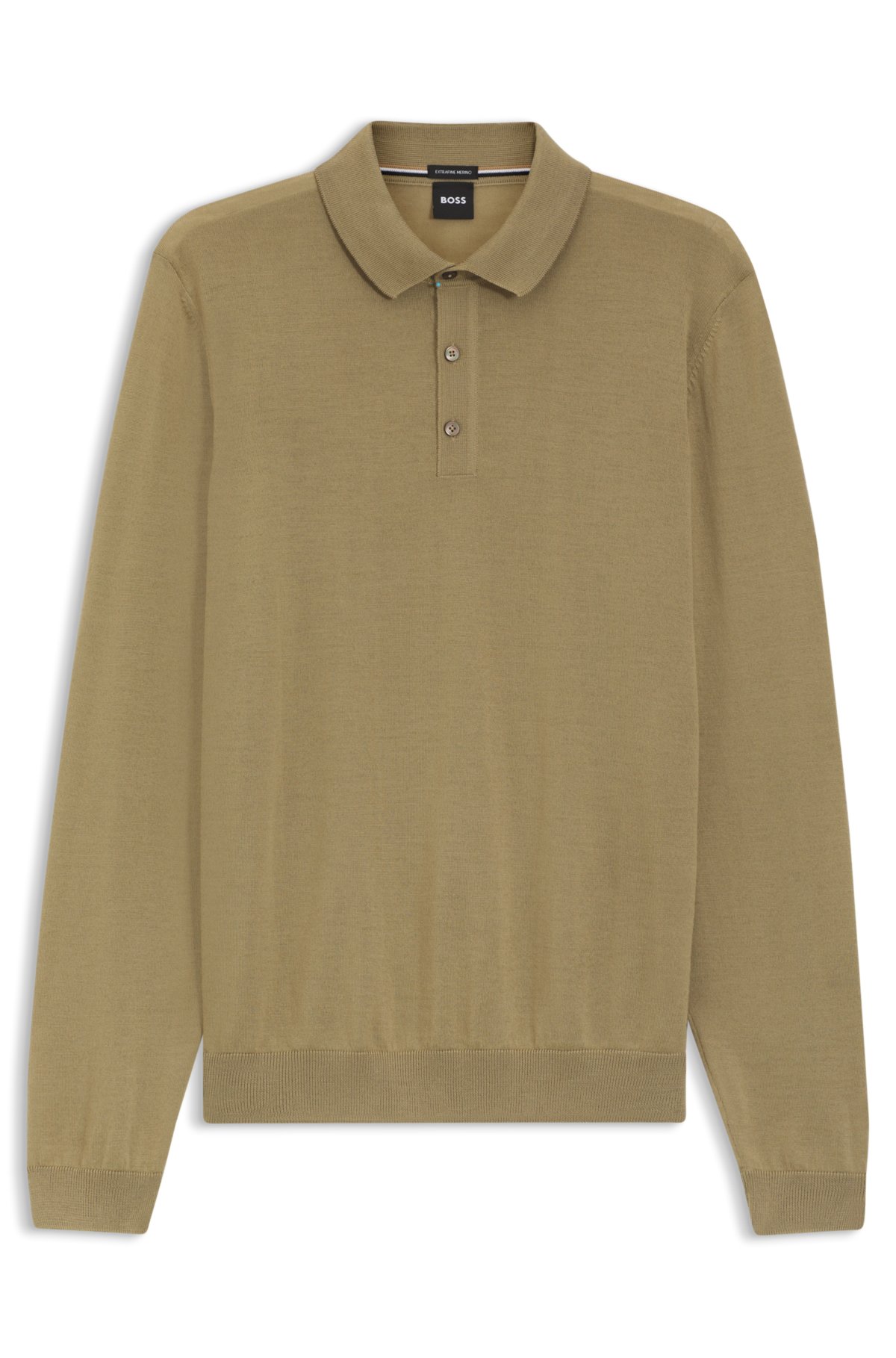 Knitted polo sweater in virgin wool