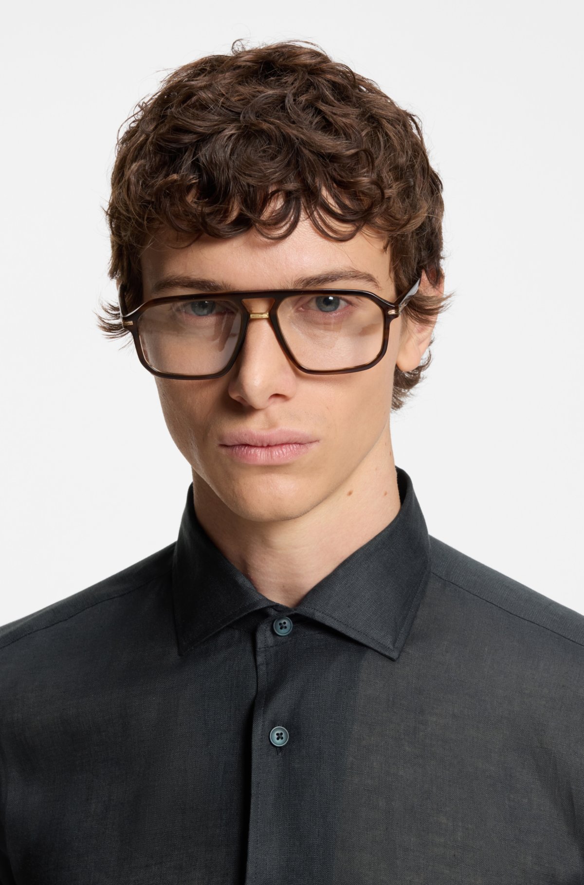 BECKHAM x BOSS regular-fit-shirt in linen