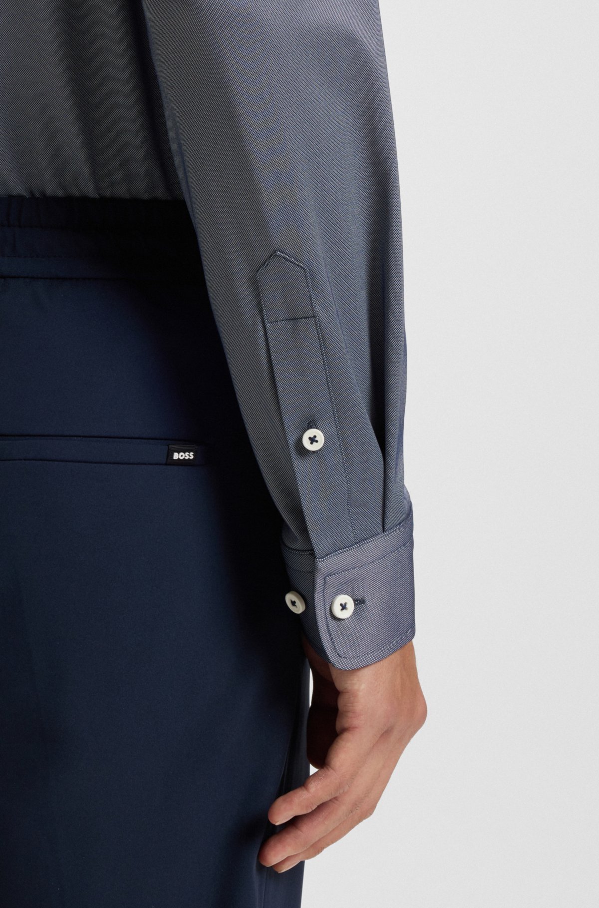 Slim-fit shirt in structured performance-stretch fabric