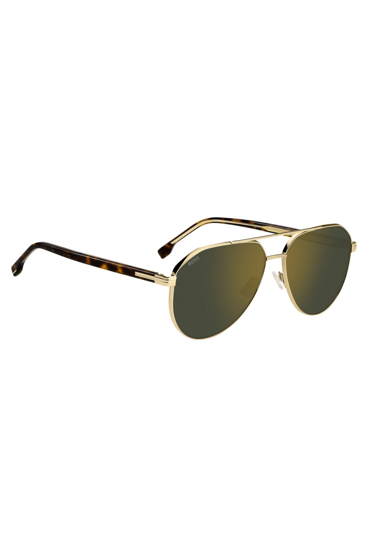 Gold-tone sunglasses with Havana-acetate temples