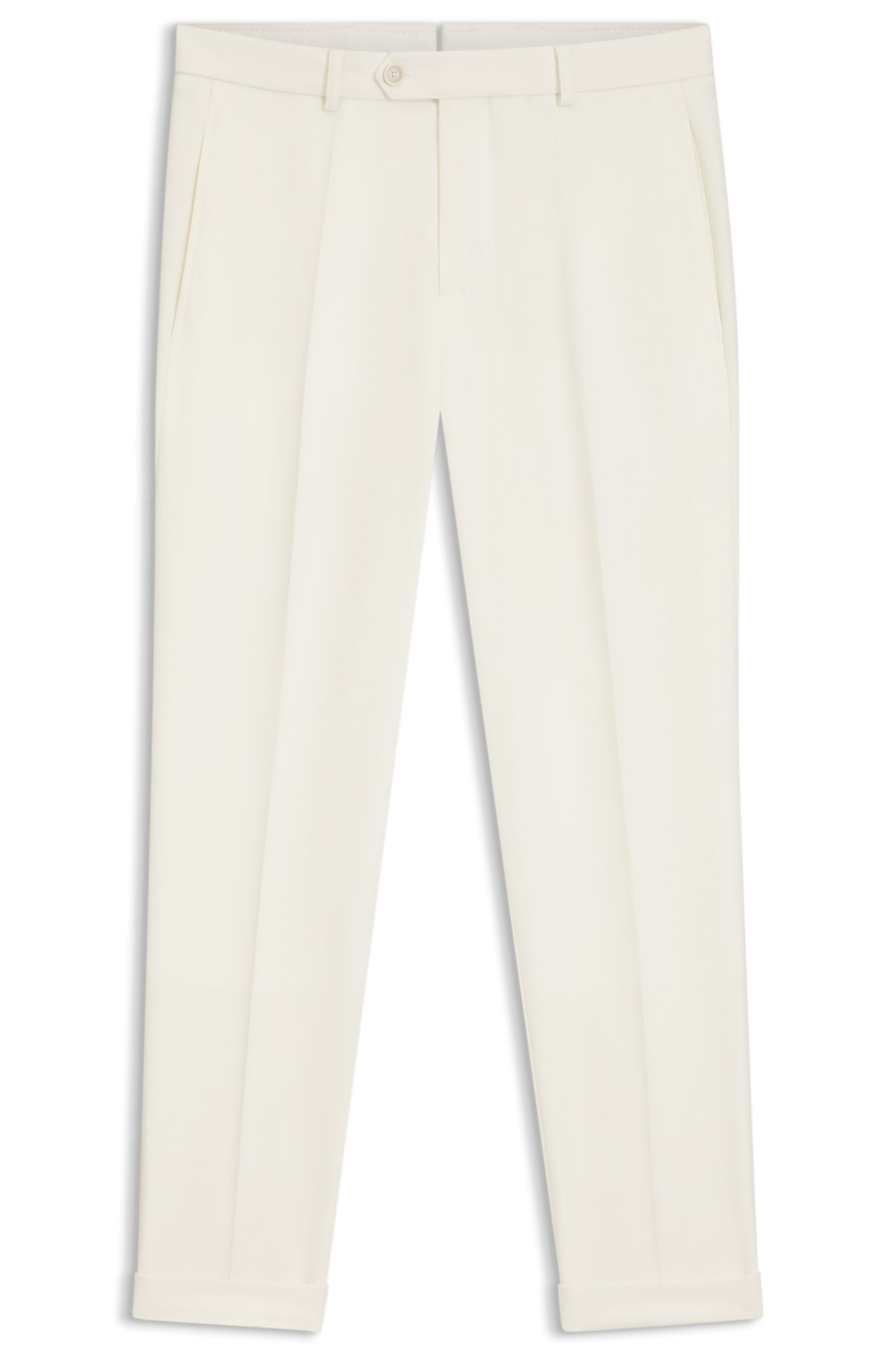 Tapered-fit trousers in virgin wool and cotton