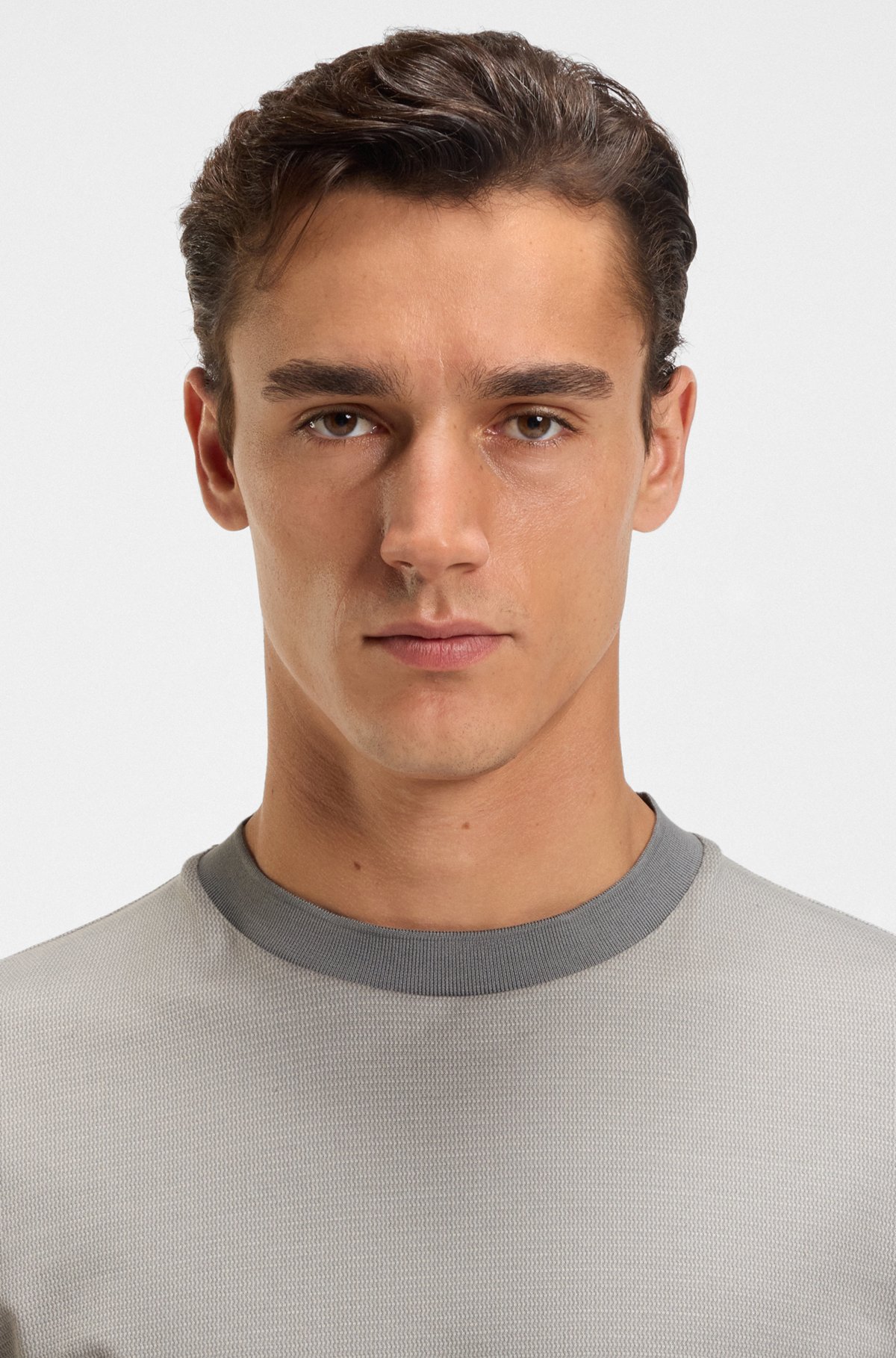 Micro-pattern T-shirt in mercerised cotton
